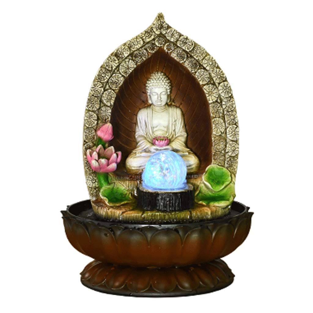 Buddha Statue Indoor Water Fountain - Portable Tabletop Waterfall Decor for Home, Bedroom, Living Room & Office | Relaxing Zen Meditation Fountain for Stress Relief & Home Decor (Color: A)