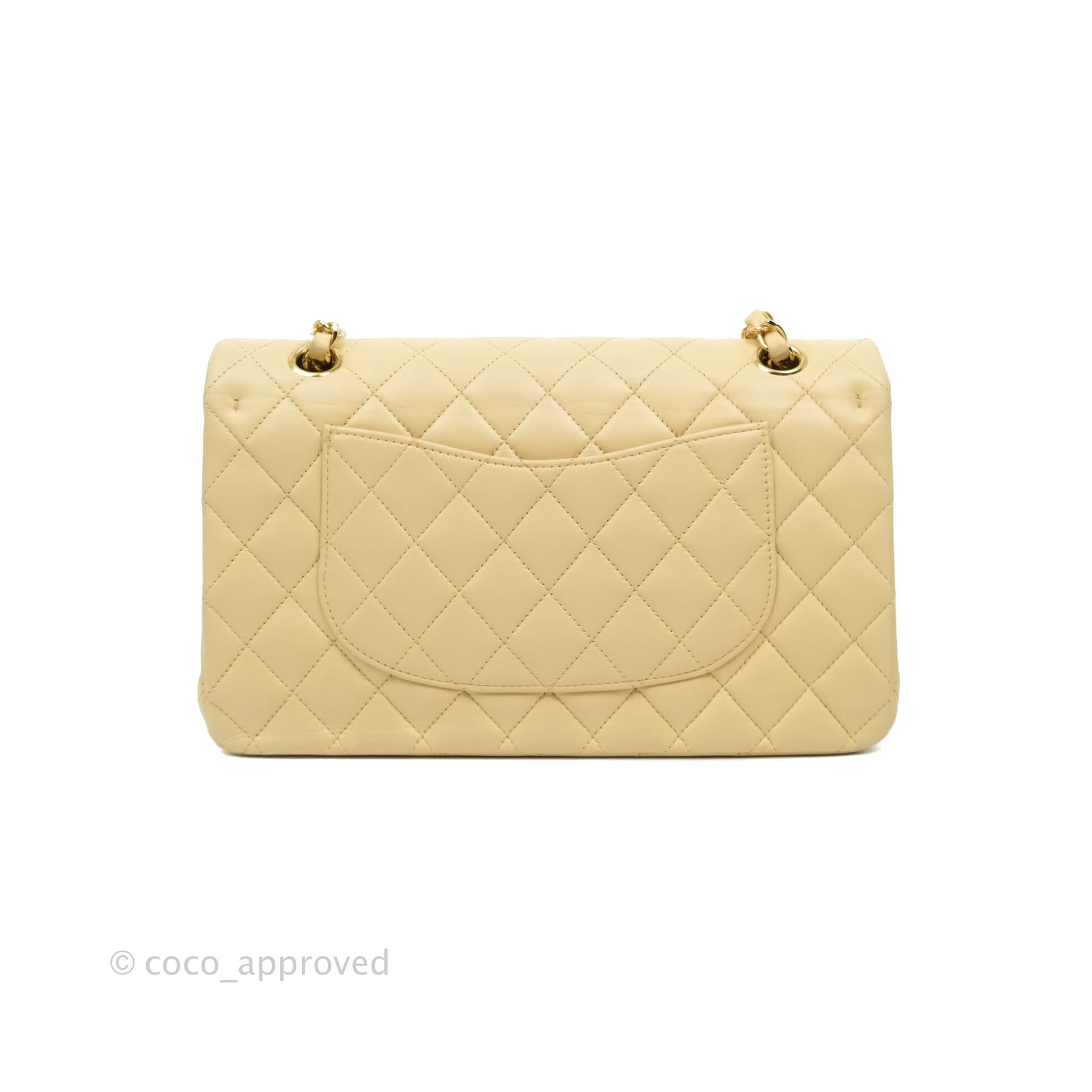 Chanel Classic Medium Double Flap Bag in Beige Lambskin Leather with Gold Hardware - Luxury Designer Handbag for Women, Perfect for Work, Date Night & Special Occasions