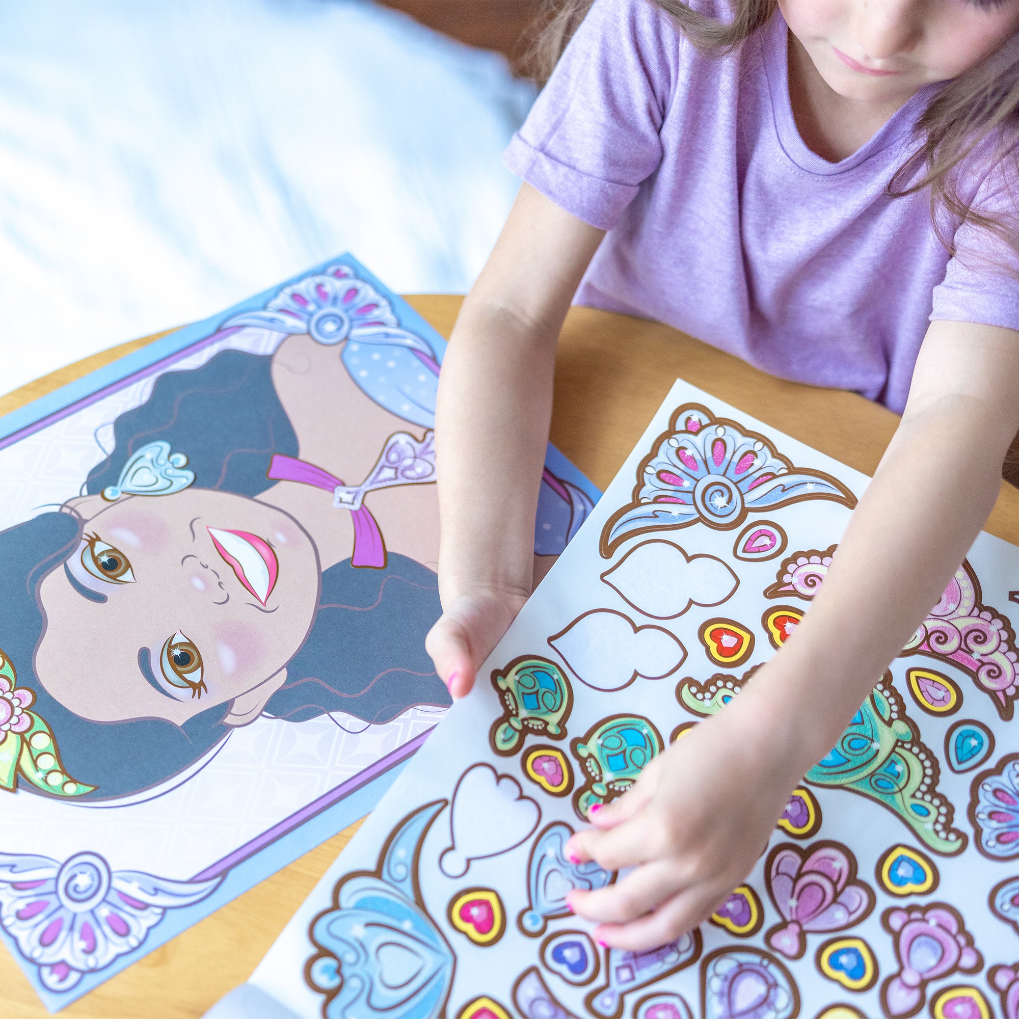 Sparkling Princess Face Sticker Pad for Kids - DIY Fun Stickers for Parties, Scrapbooking & Creative Play