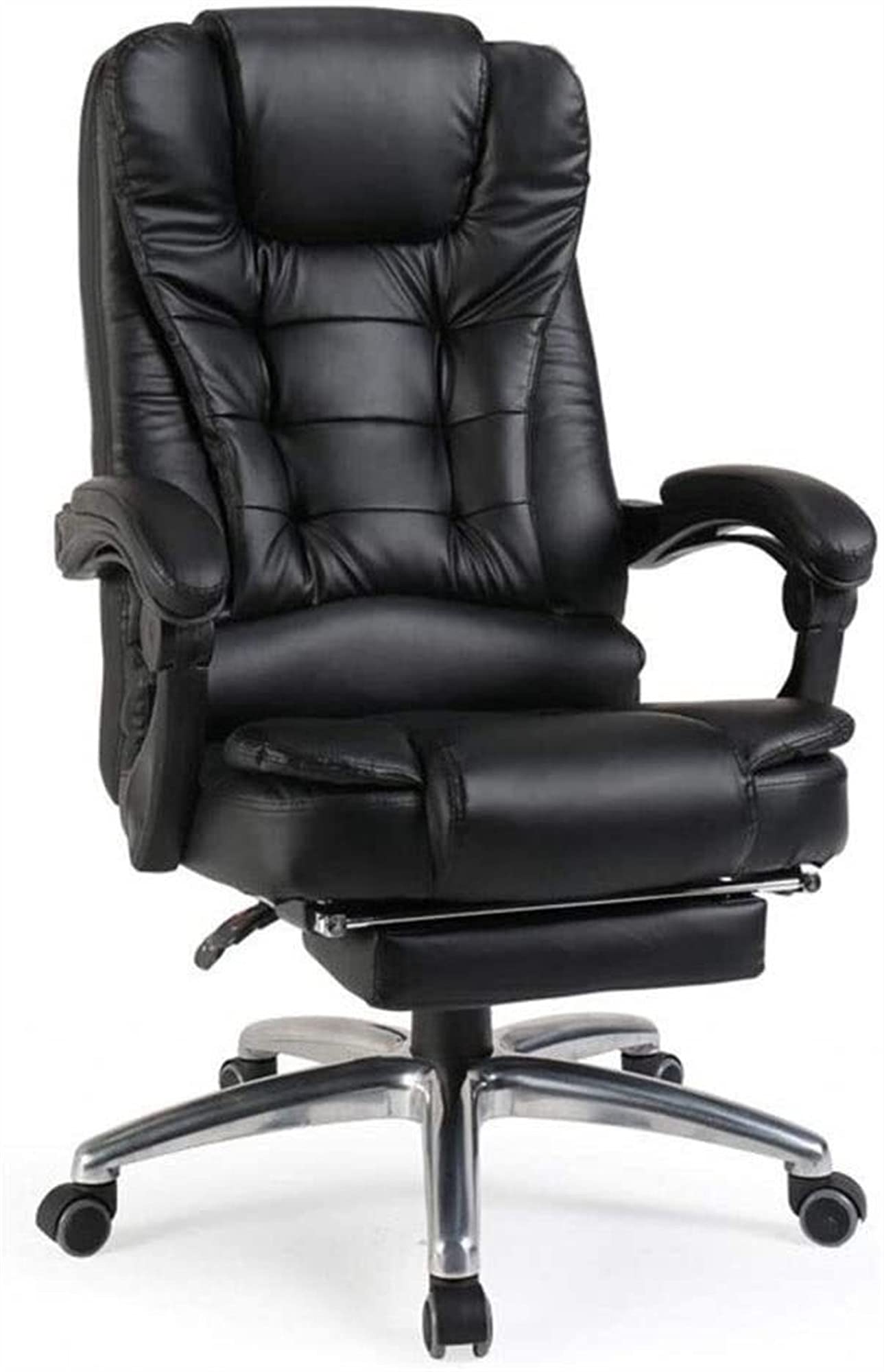 Ergonomic High-Back Gaming Chair with Adjustable Reclining, Footrest & Massage - Swivel Computer Desk Chair for Office, Home & Gaming - Black PU Leather Executive Chair with 360° Rotation & Lift Function - Perfect for Work, Study, Streaming & Esports