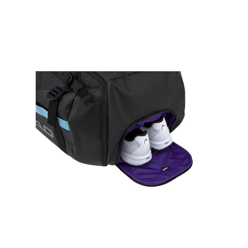 Head PET Gravity Duffel 12 Pack Racquet Bag (Black) - Premium Tennis & Badminton Equipment Storage for Sports Enthusiasts | Perfect for Court, Gym & Travel Use