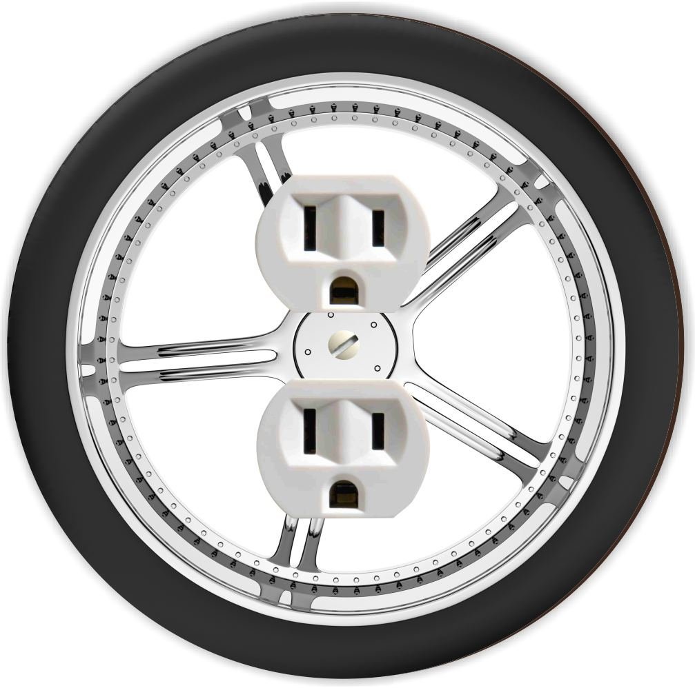 RND-OUTLET-89 White Car Wheel Single Outlet Plate - Perfect for Home Garage, Auto Repair Shops & DIY Car Maintenance