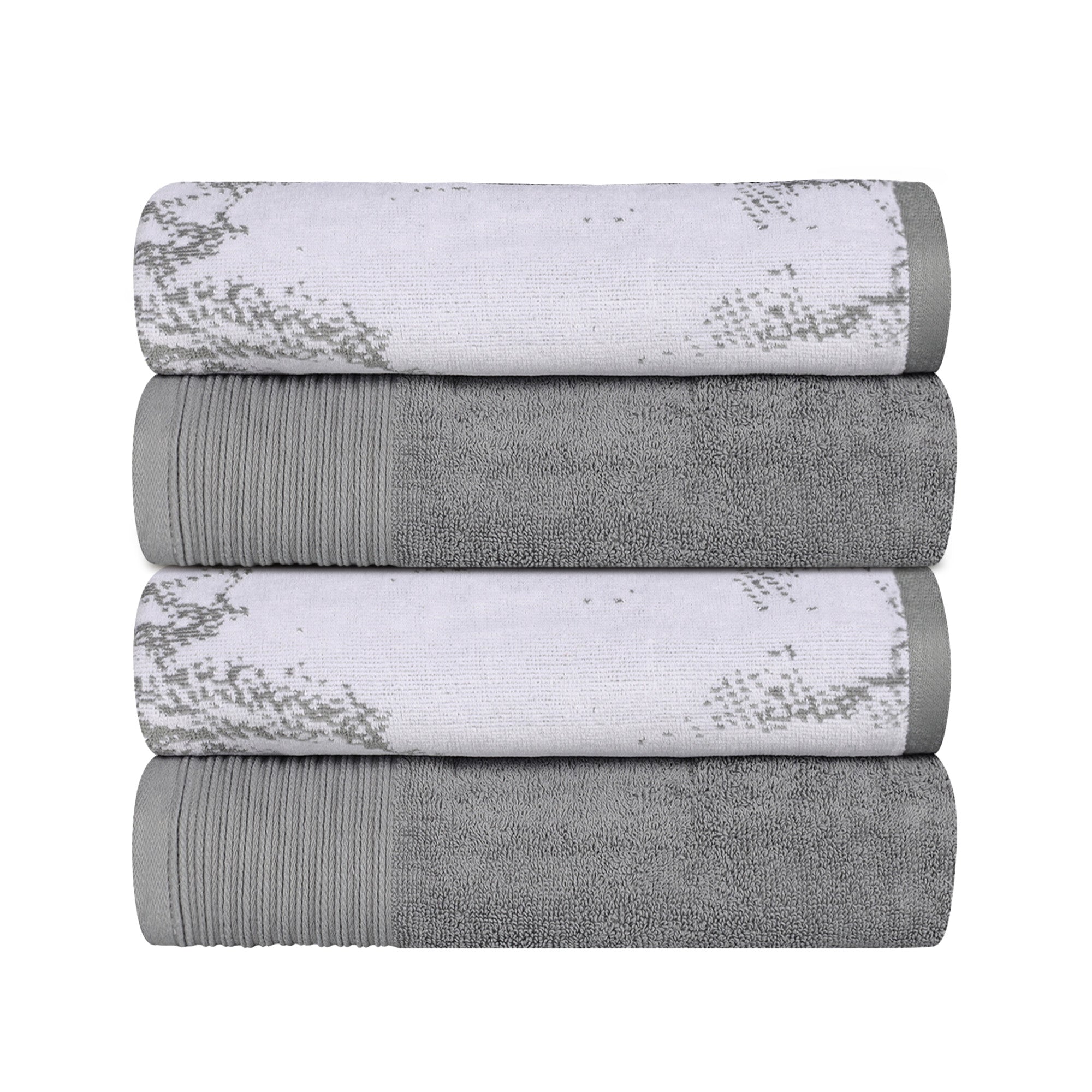 Premium 4-Piece Cotton Bath Towel Set - Soft & Absorbent Solid & Marble Design - Perfect for Spa, Bathroom & Luxury Home Decor