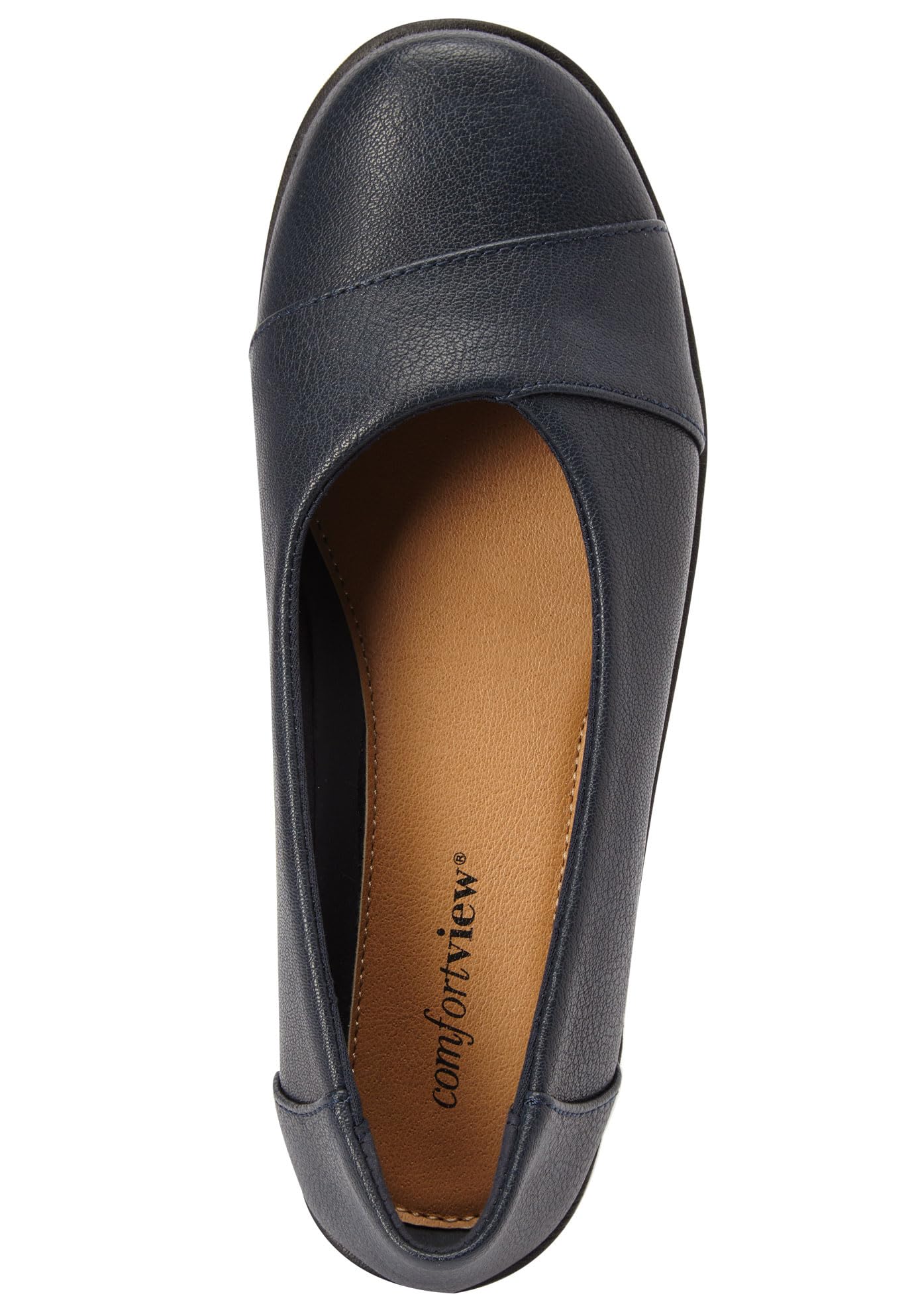 Comfortview Women's Wide Width The Gab Flat - Comfortable Slip-On Shoes for Work, Travel & Everyday Wear