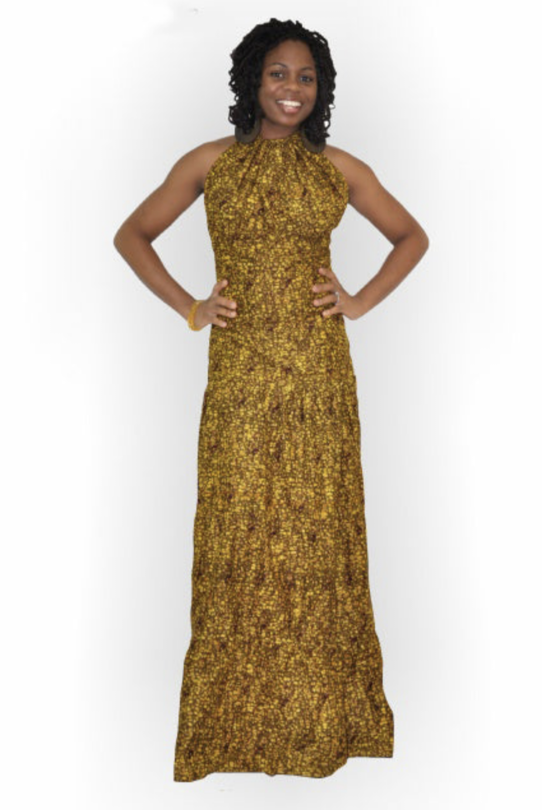 African Print Halter Dress - Women's Floral Summer Sundress with Pockets | Beach Vacation, Party Wear & Casual Outfit