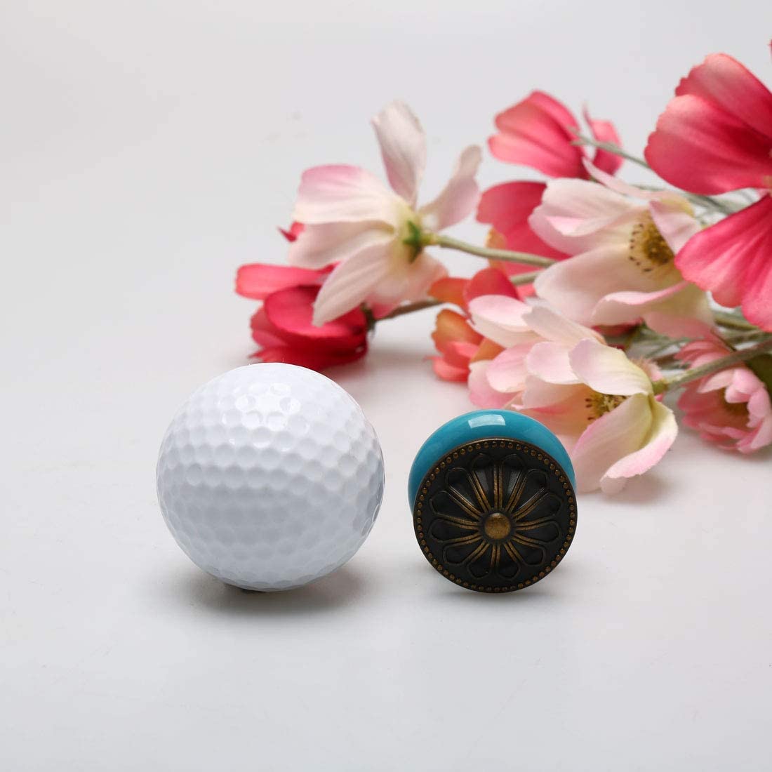 Vintage Ceramic Knobs 4pcs - Blue Drawer Pull Handles for Furniture & Cabinets - Wardrobe & Dresser Door Replacement