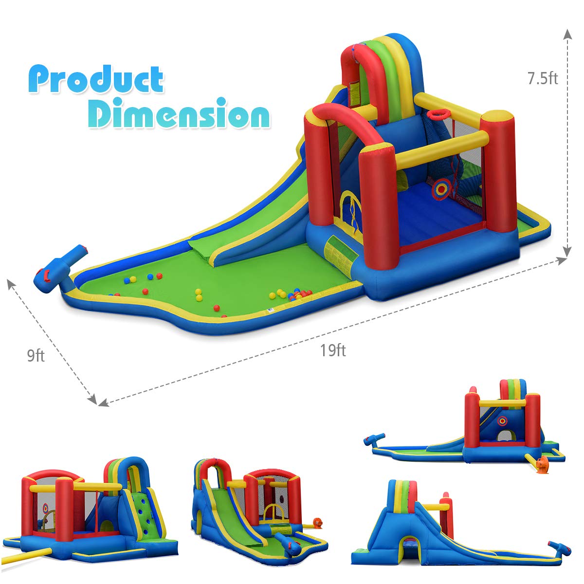 **BounTech Inflatable Water Slide for Kids - Outdoor Water Bounce House with Waterslide, Ball Pit & Splash Pool | Wet & Dry Combo Backyard Party Fun - Perfect for Summer, Birthdays & Family Gatherings**