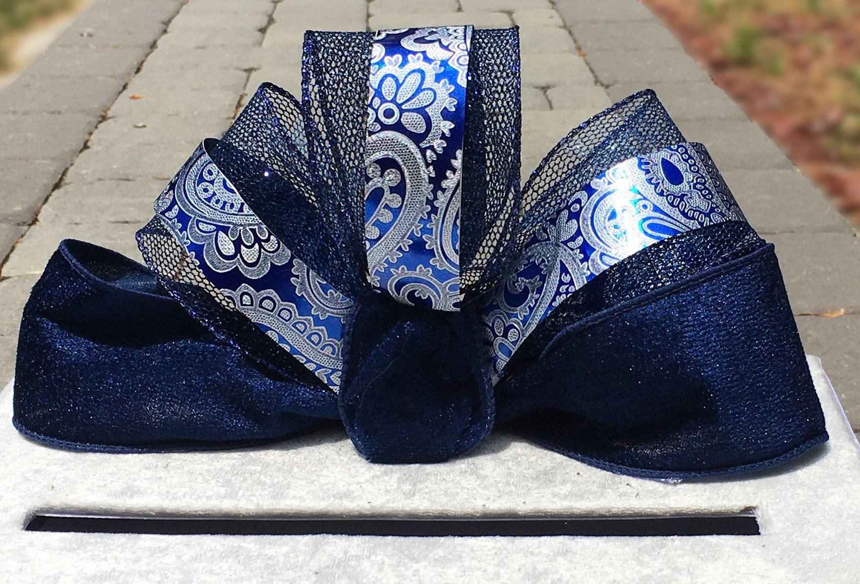 Royal Blue & Silver Wedding Card Box with Slot - 2-Tier Fabric Gift Holder for 80 Cards | Personalized Bridal Shower, Anniversary & Reception Decor