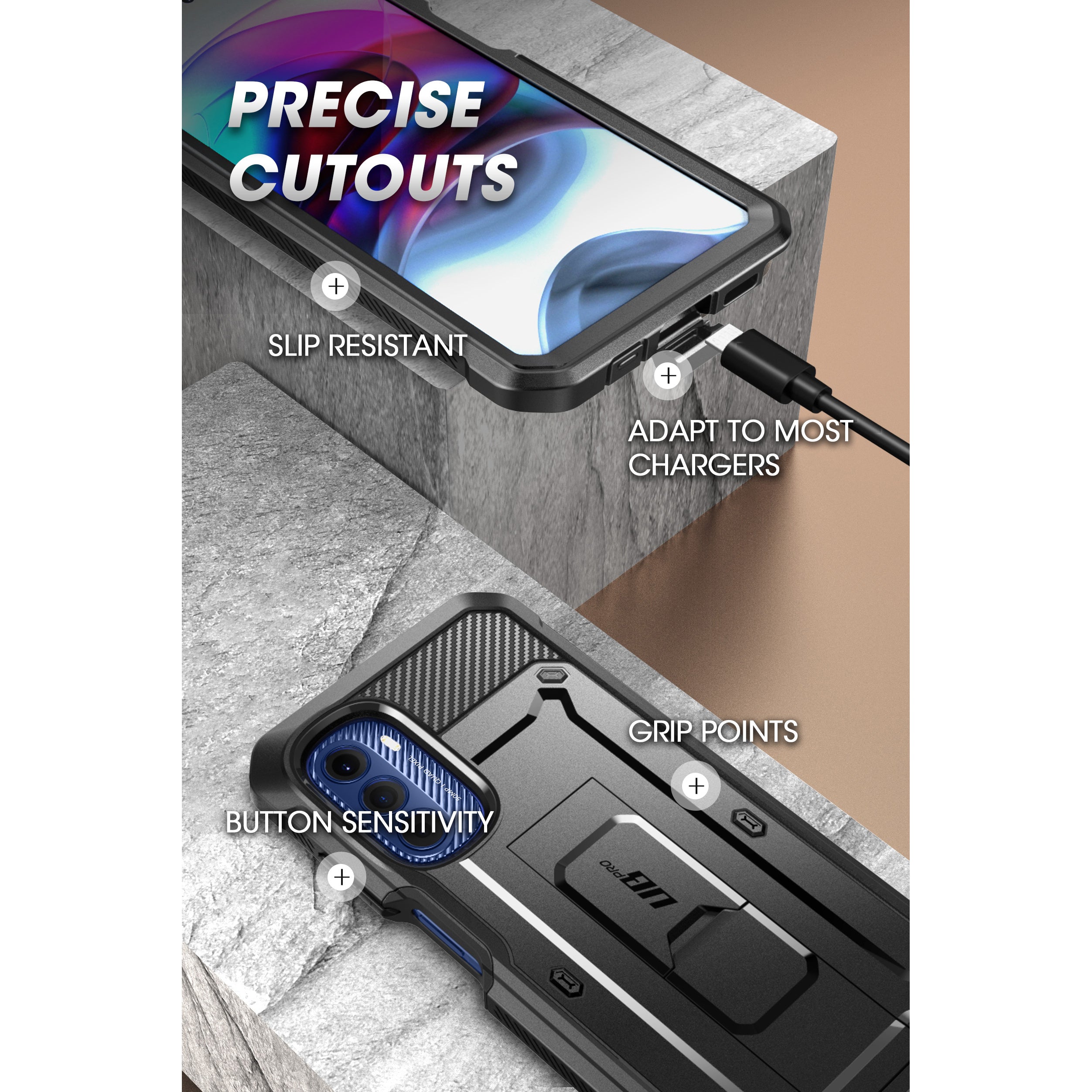 Moto G Stylus (2022) Shockproof Case - Unicorn Beetle PRO Heavy Duty Protective Cover with Kickstand, Black | Perfect for Outdoor Activities, Work & Travel
