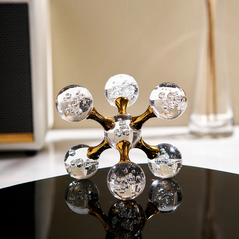 Handmade Bubble Glass Star Paperweight - Elegant Desk Decor & Holiday Ornament for Christmas, Office, and Home Decoration