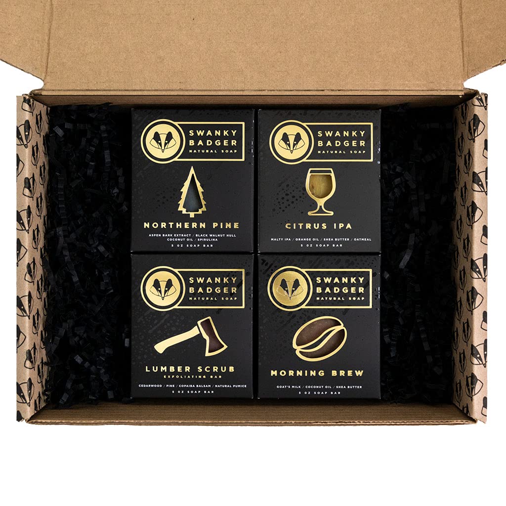 Organic Handmade Soap Gift Set - 4 Bars of Natural Soap for Sensitive Skin | Lavender, Oatmeal, Shea Butter & Charcoal | Perfect for Spa Day, Self-Care & Holiday Gifts