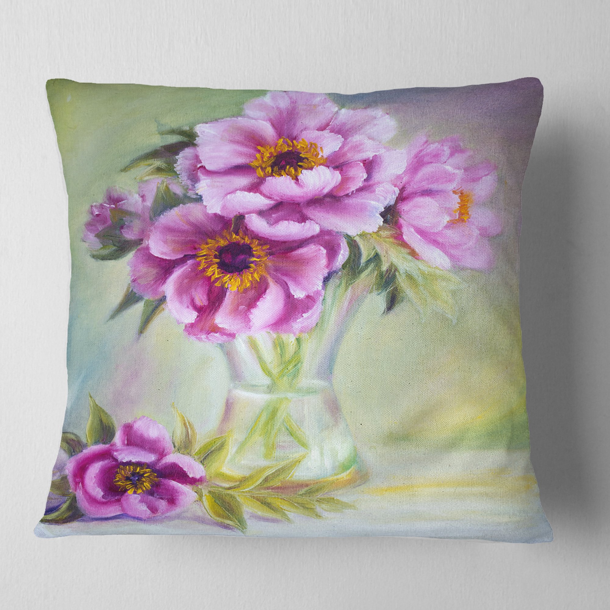 Designart Purple Peonies in Vase Throw Pillow Cover - 16x16 Inch Decorative Cushion for Sofa, Bed & Home Decor - Farmhouse, Boho & Modern Style - Perfect for Living Room, Bedroom, Office & Guest Rooms - Great for Accenting Couches, Reading Nooks & Housewarming Gifts - Ideal for Christmas, Birthday & Home Decorating - Enhance Your Cozy Reading Corner, Sofa Accents & Farmhouse Decor - Perfect for Living Room Styling, Bedroom Makeovers & Home Office Decor