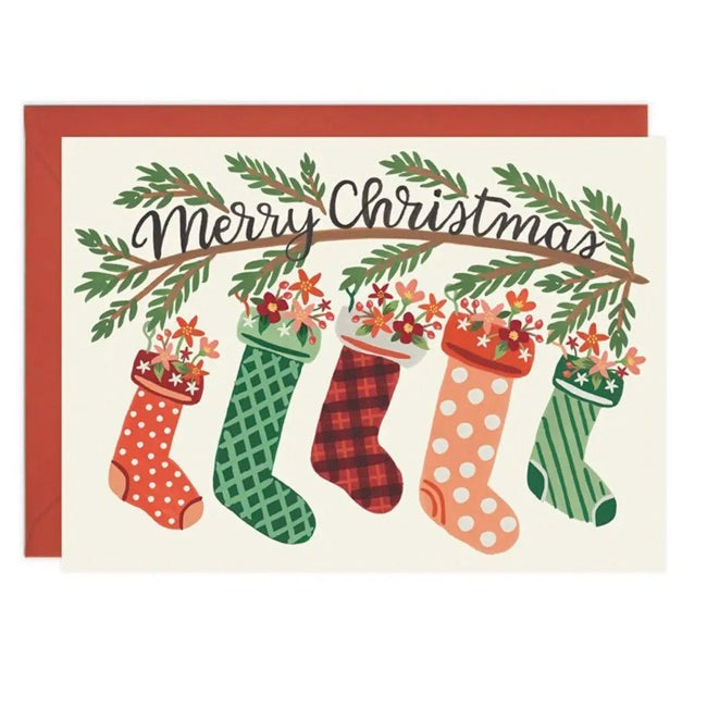 LoveLight Paper Bloom Stocking Christmas Card - Handmade Holiday Greeting Card for Xmas, Festive Decor & Gift Giving - Perfect for Family, Friends & Office Exchange
