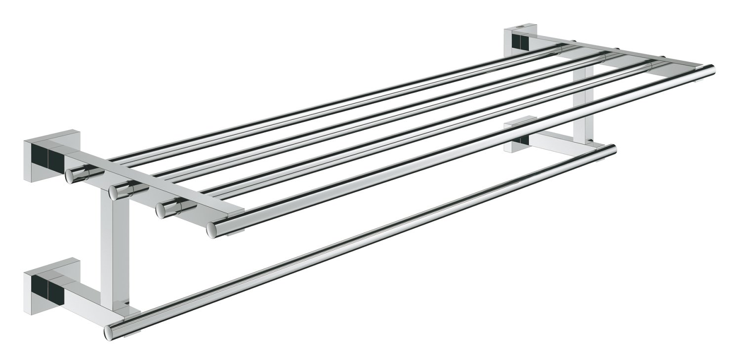 Grohe Essentials Cube 23-5/8 Inch Multi-Towel Rack - Chrome Bathroom Towel Holder for Spa, Hotel & Luxury Home Decor