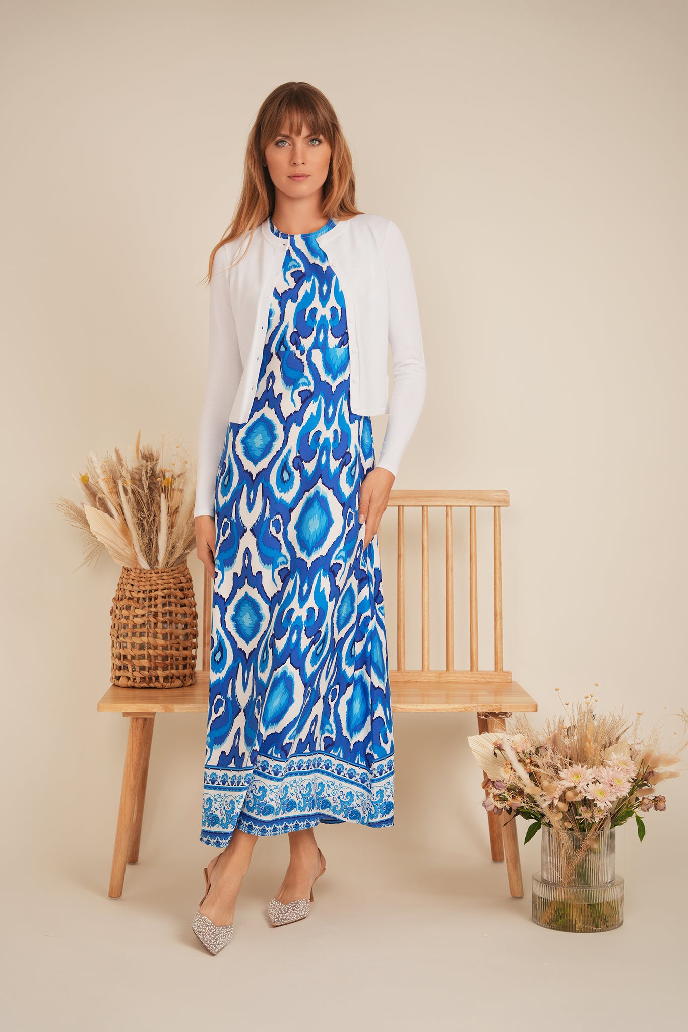 Printed Satin A-Line Jumper Dress for Women - Elegant Floral Pattern Party & Casual Wear