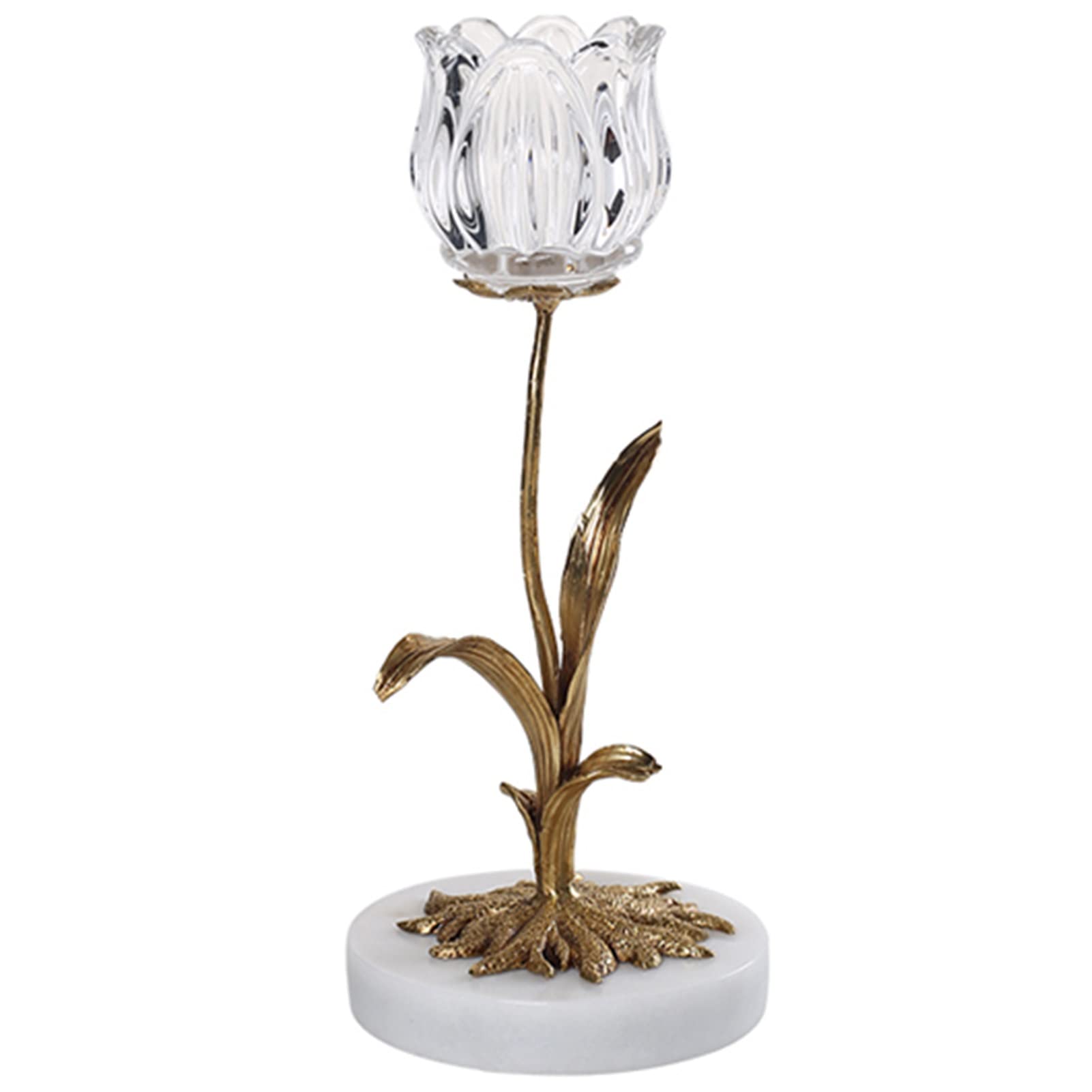 French Crystal Candle Holder - Elegant Floral Candlestick with Marble Base for Valentine's Day, Weddings & Anniversaries | Romantic Home Decor for Dining Tables, Bedrooms & Luxury Gift Giving