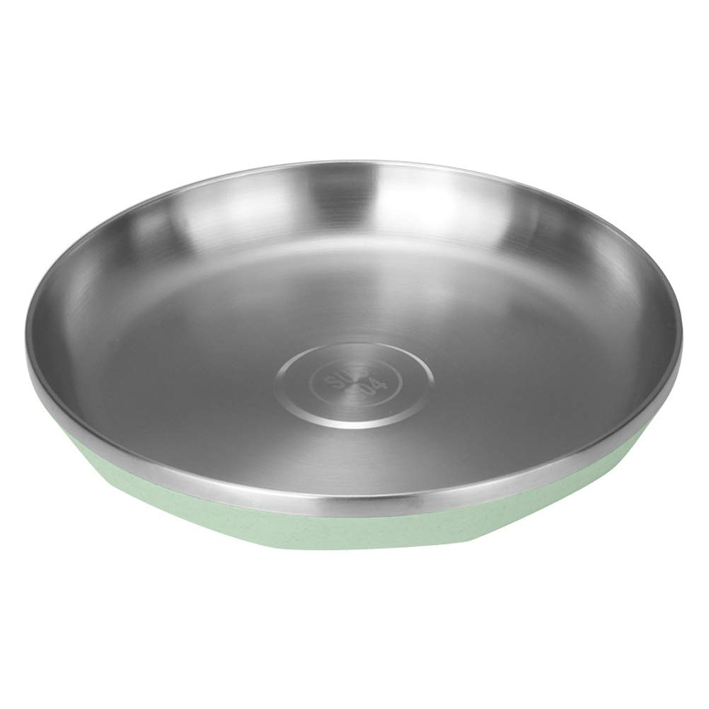 Stainless Steel Round Serving Plate - 20cm Green Fruit Platter for Kitchen, Home & Restaurant | Perfect for Seafood, Appetizers, Desserts & Party Displays