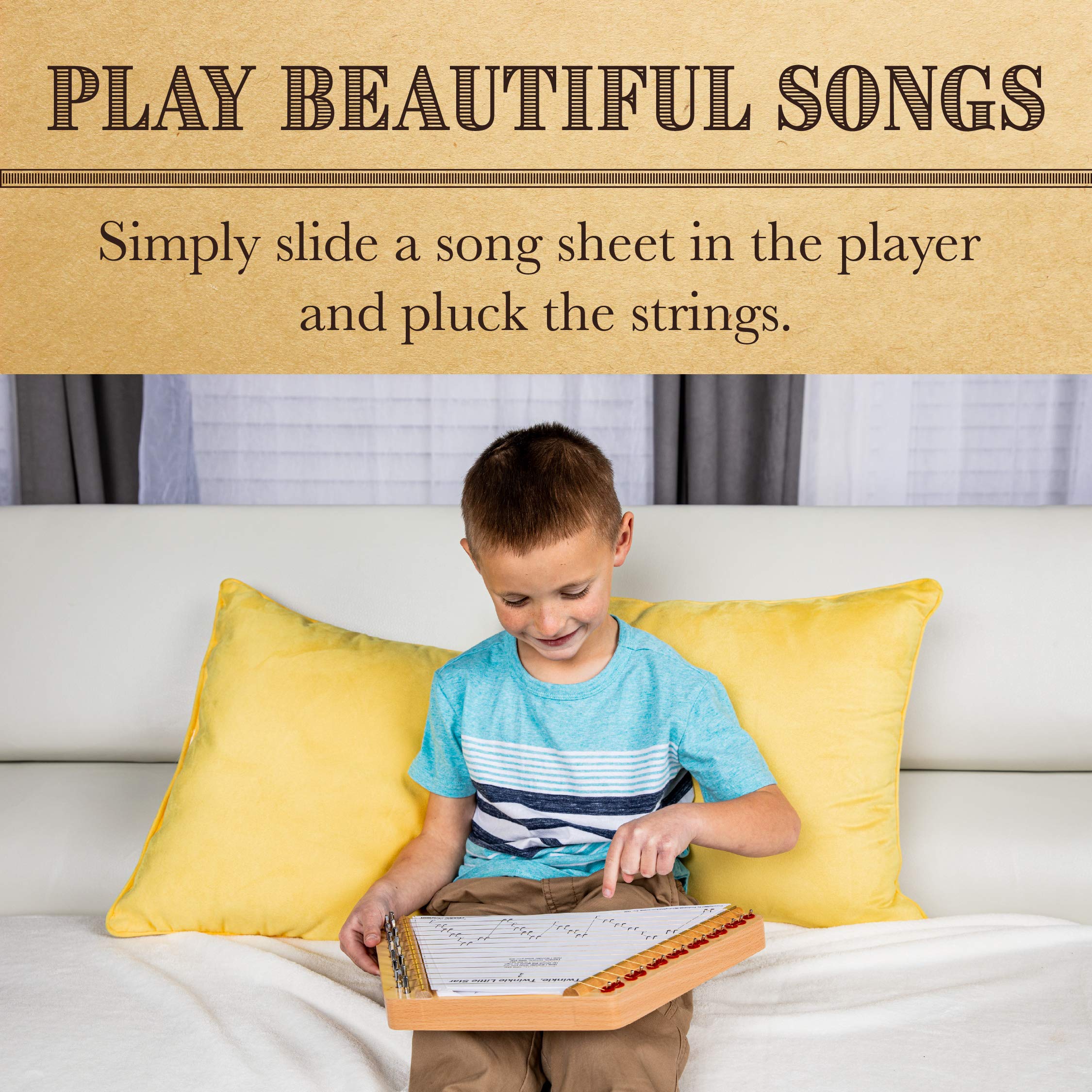 European Expressions Music Maker Lap Harp - 15 String Portable Harp with Sheet Music & Black Carrying Case - Perfect for Beginners, Kids, Home Decor & Musical Therapy