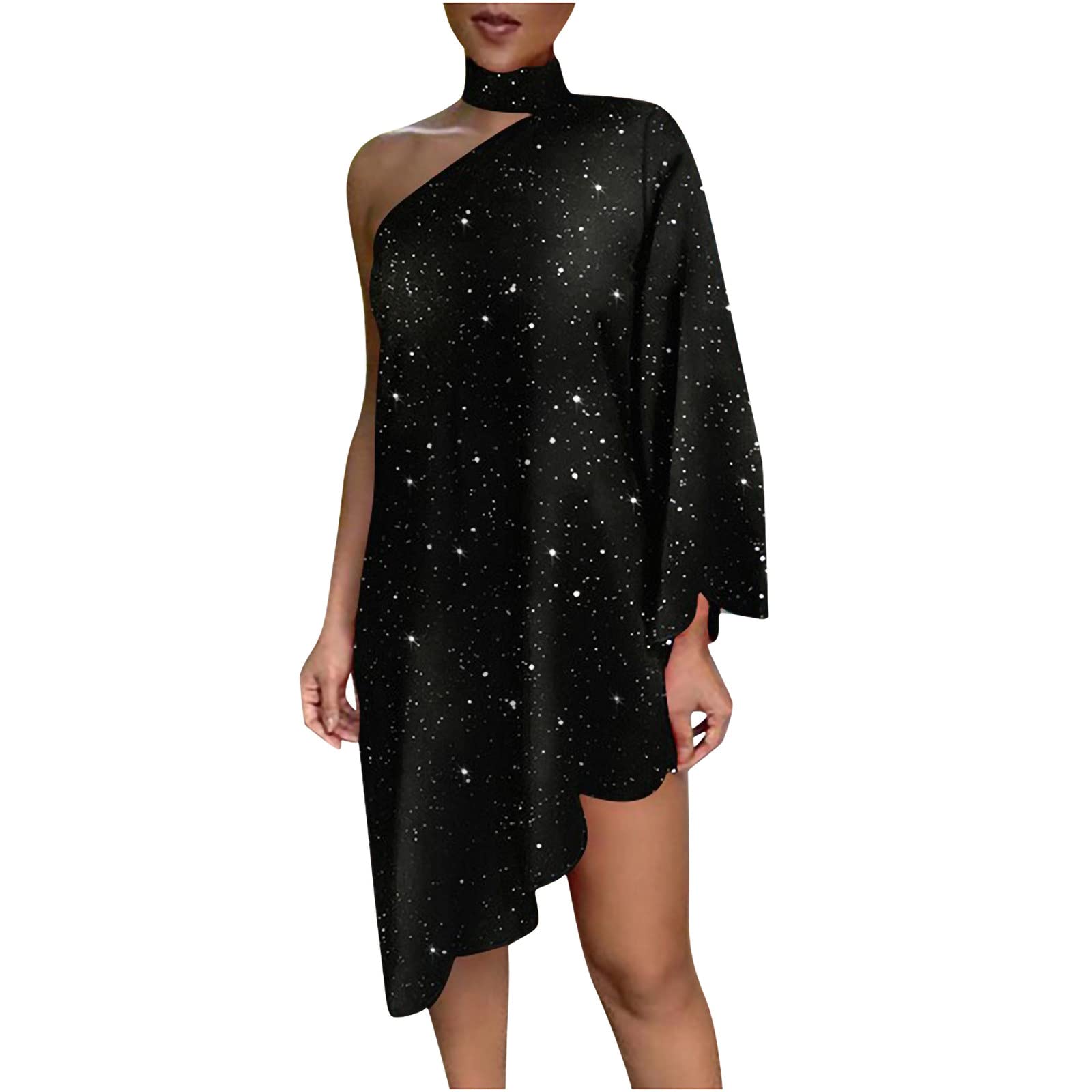 FengLS Women's Summer Off Shoulder Sexy Cocktail Dress - Elegant Irregular Prom Dress for Party, Night Out, Date Night & Special Occasions