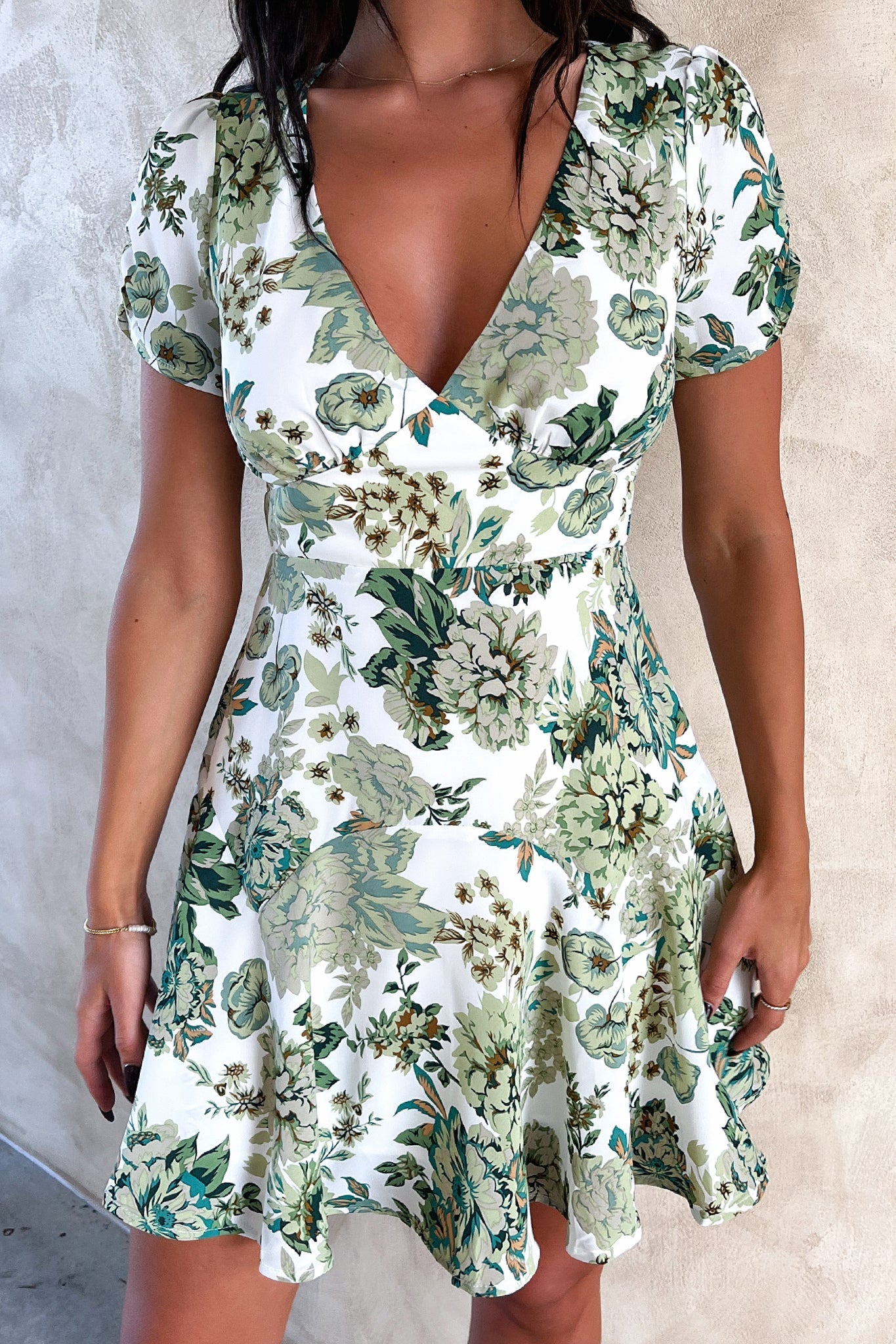 Forte Dress - Green Floral Print Women's Summer Dress | Perfect for Beach Vacations, Garden Parties & Date Nights