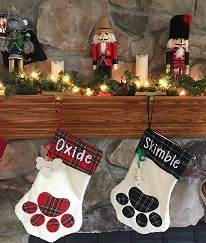 Personalized Pet Christmas Stocking for Dogs & Cats - Custom Paw Print & Paw Shaped Holiday Stocking - Perfect for Pet Lovers' Christmas Decor & Gift Giving