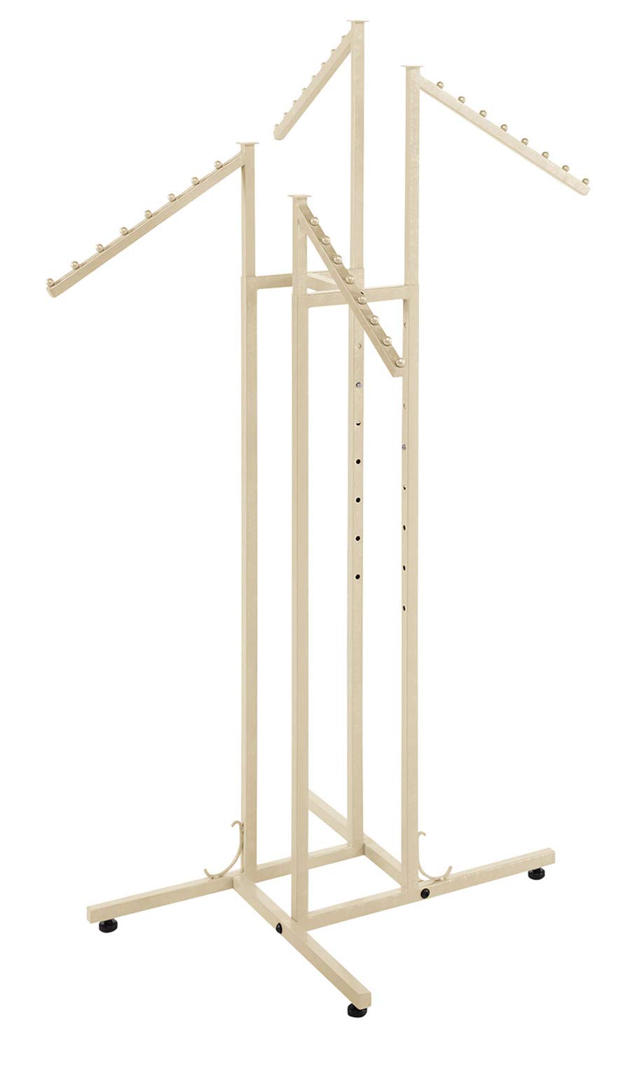 SSWBasics Ivory 4-Way Slant Arm Clothing Rack - Elegant Garment Display Stand for Boutiques & Retail Stores | Perfect for Showcasing Dresses, Jackets & Accessories in Upscale Shops