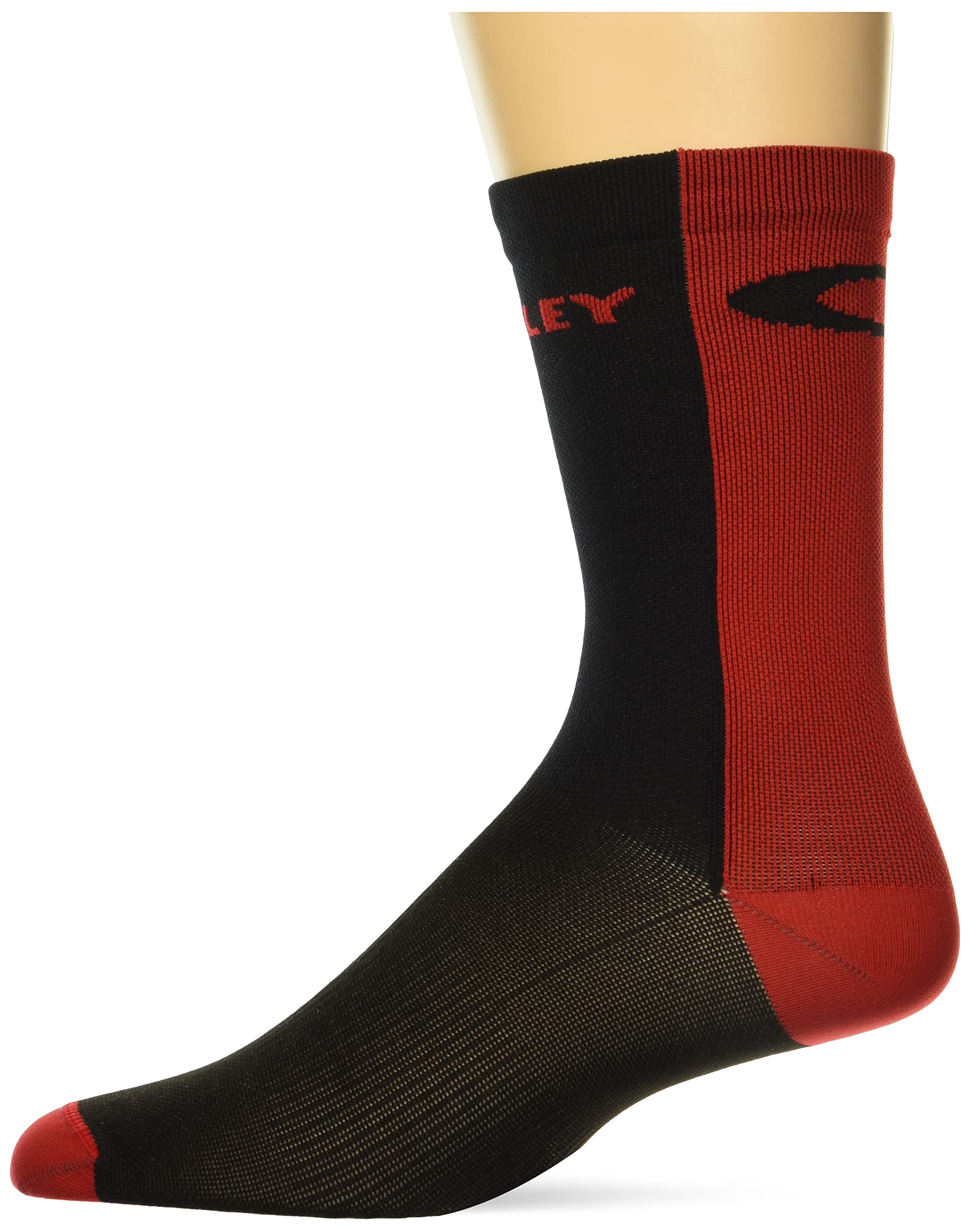 Oakley Men's Icon Road Short Socks - Blackout/Redline - Large US Size - Performance Athletic Socks for Running, Cycling & Workouts