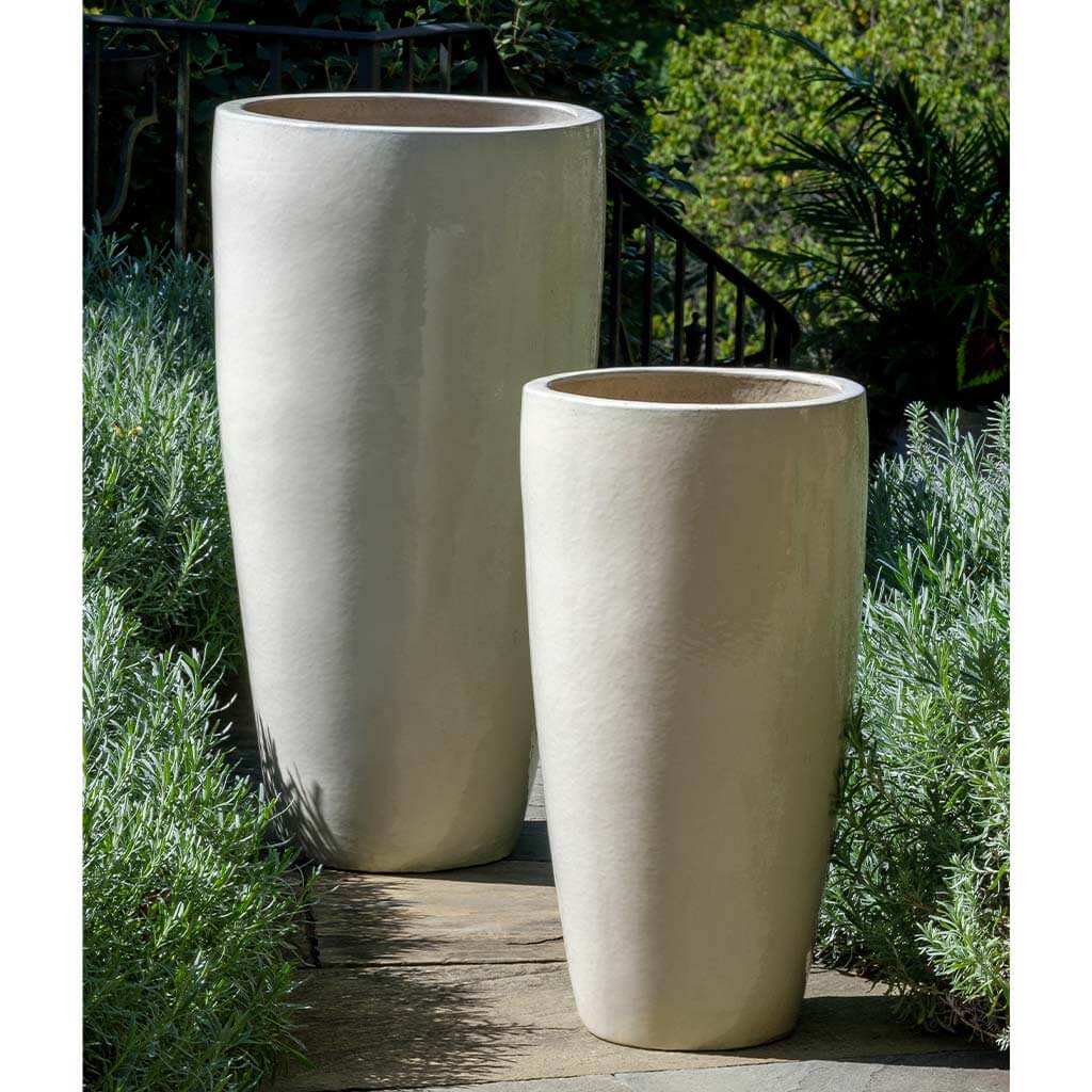 Campania International Rioja Planter Set of 2 - Cream Ceramic Flower Pots for Indoor Outdoor Garden, Patio, Balcony Decor