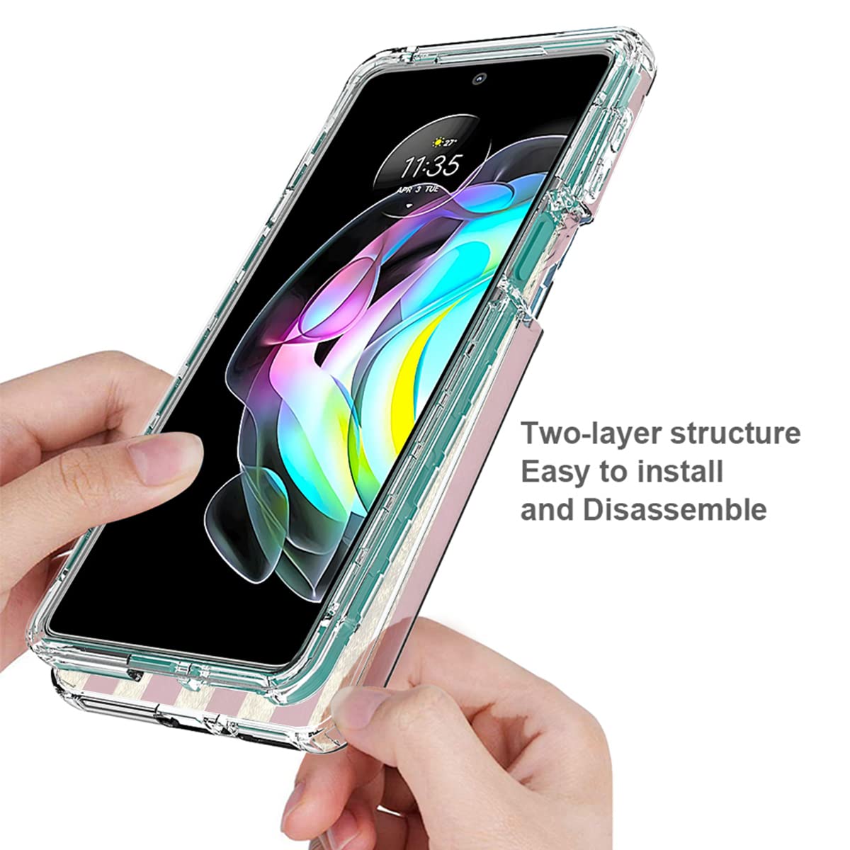 **Motorola Edge 20 Case with Tempered Glass Screen Protector – Cute Clear USA Flag Design, Full-Body Protective Cover for Moto Edge 20 5G – Perfect for Daily Use, Travel & Outdoor Activities**