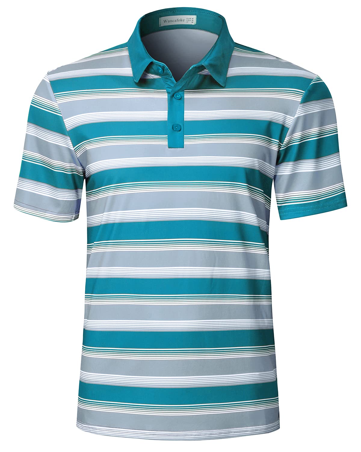 Wancafoke Men's Short Sleeve Polo Shirt - Moisture Wicking Golf Shirt with Collar - Breathable Performance T-Shirt for Casual Wear & Sports Activities