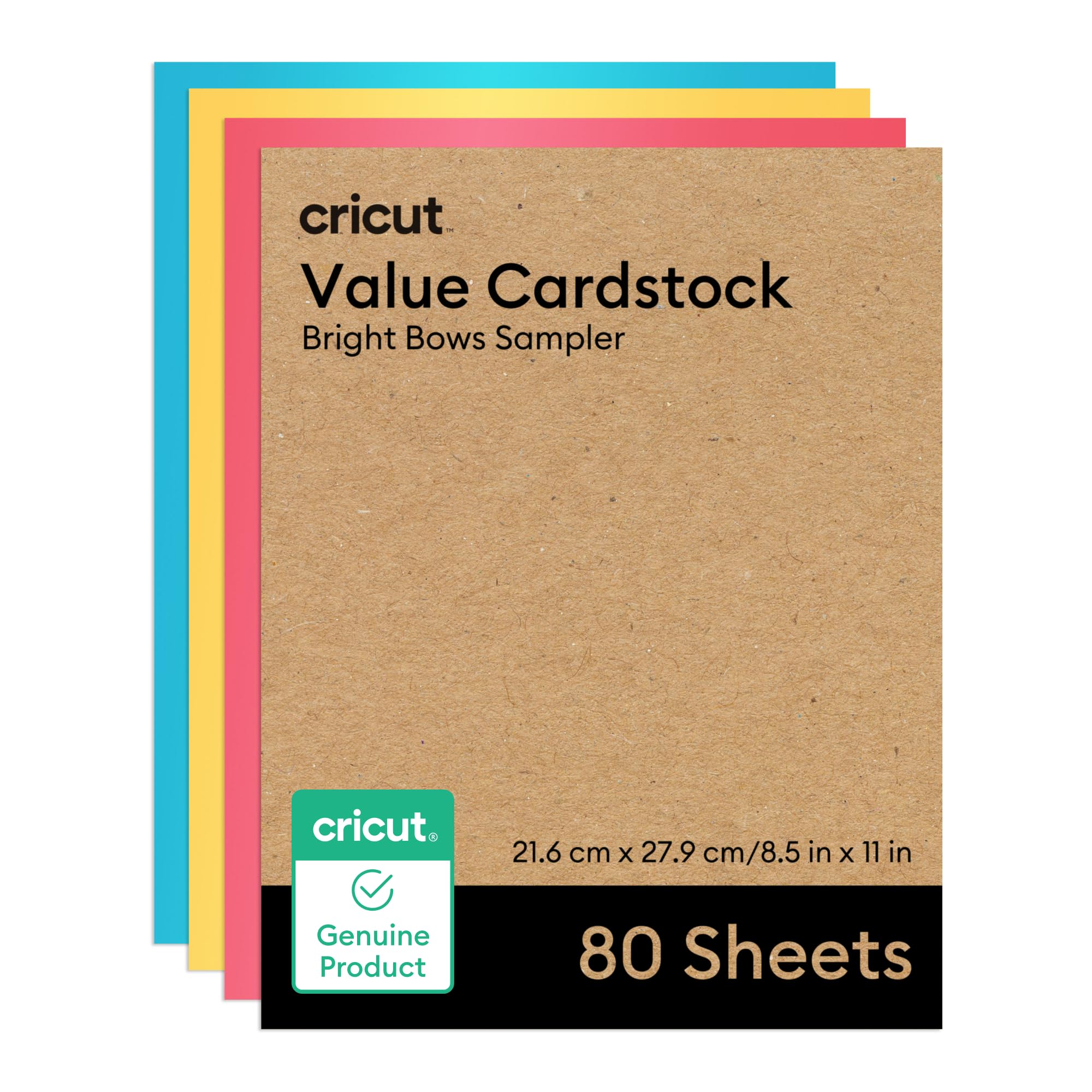 Cricut® Value Cardstock - Bright Bows Sampler, 8.5 x 11 Inches, 80 Sheets | Premium Scrapbooking Paper for DIY Crafts, Greeting Cards & Home Decor Projects