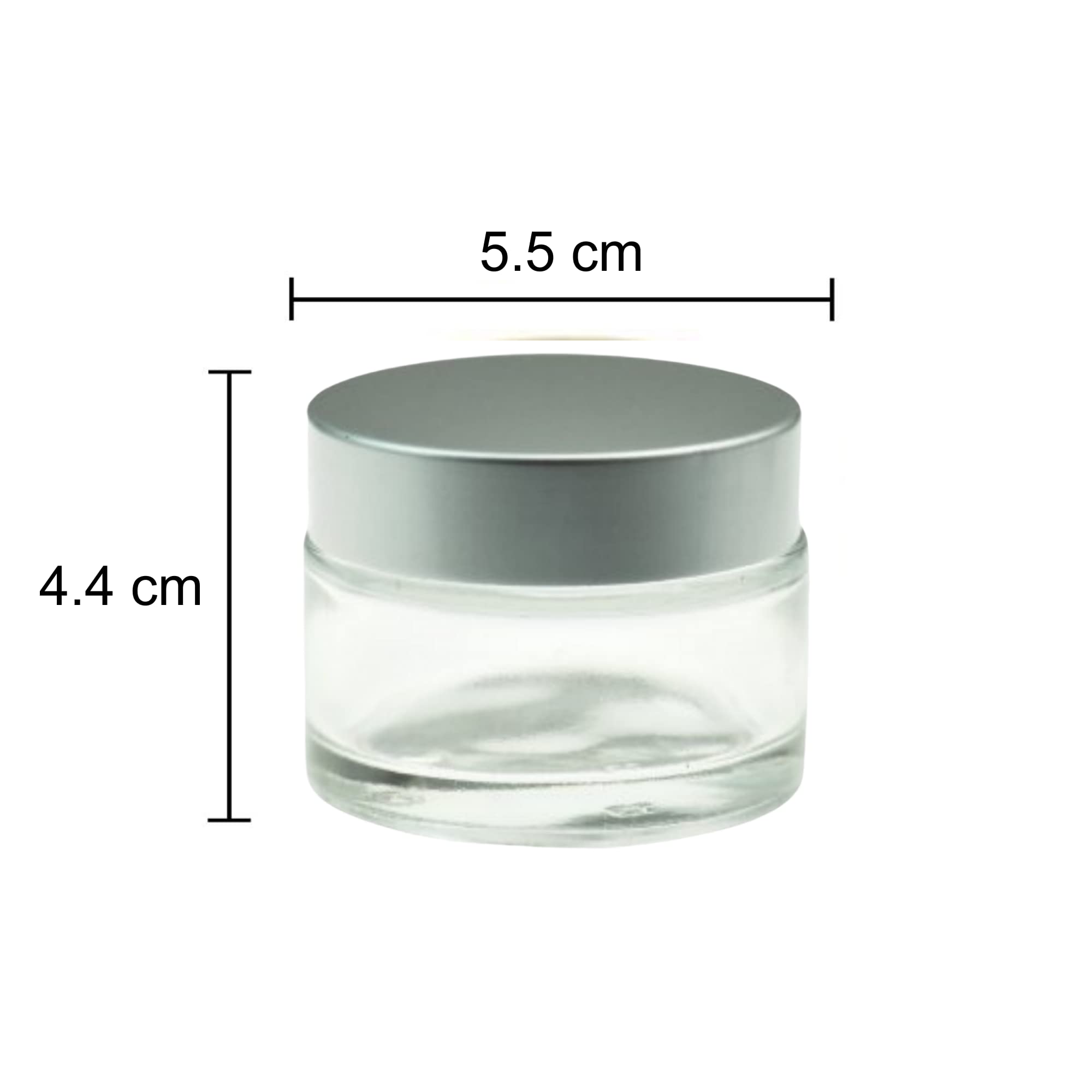 2-Pack Clear Glass Cosmetic Jars with Silver Lids - 50ml Refillable Travel Containers for Makeup, Cream, Lotion, Sugar Scrubs & Jewelry Storage - Perfect for Home, Salon & Travel Organization