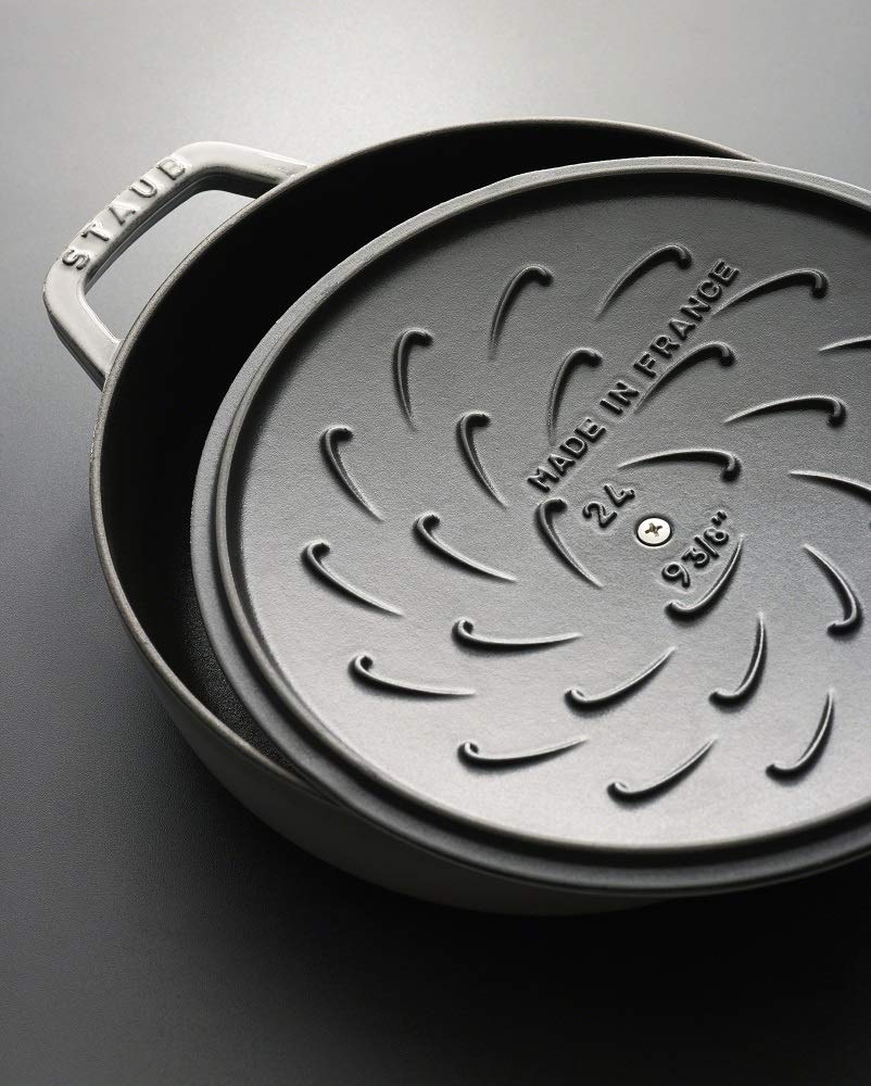 STAUB Cast Iron Chistera Dutch Oven, 28 cm (11 Inch) - Graphite Grey Enameled Cookware for Braising, Stewing & Baking - Perfect for Soups, Casseroles & Bread Making