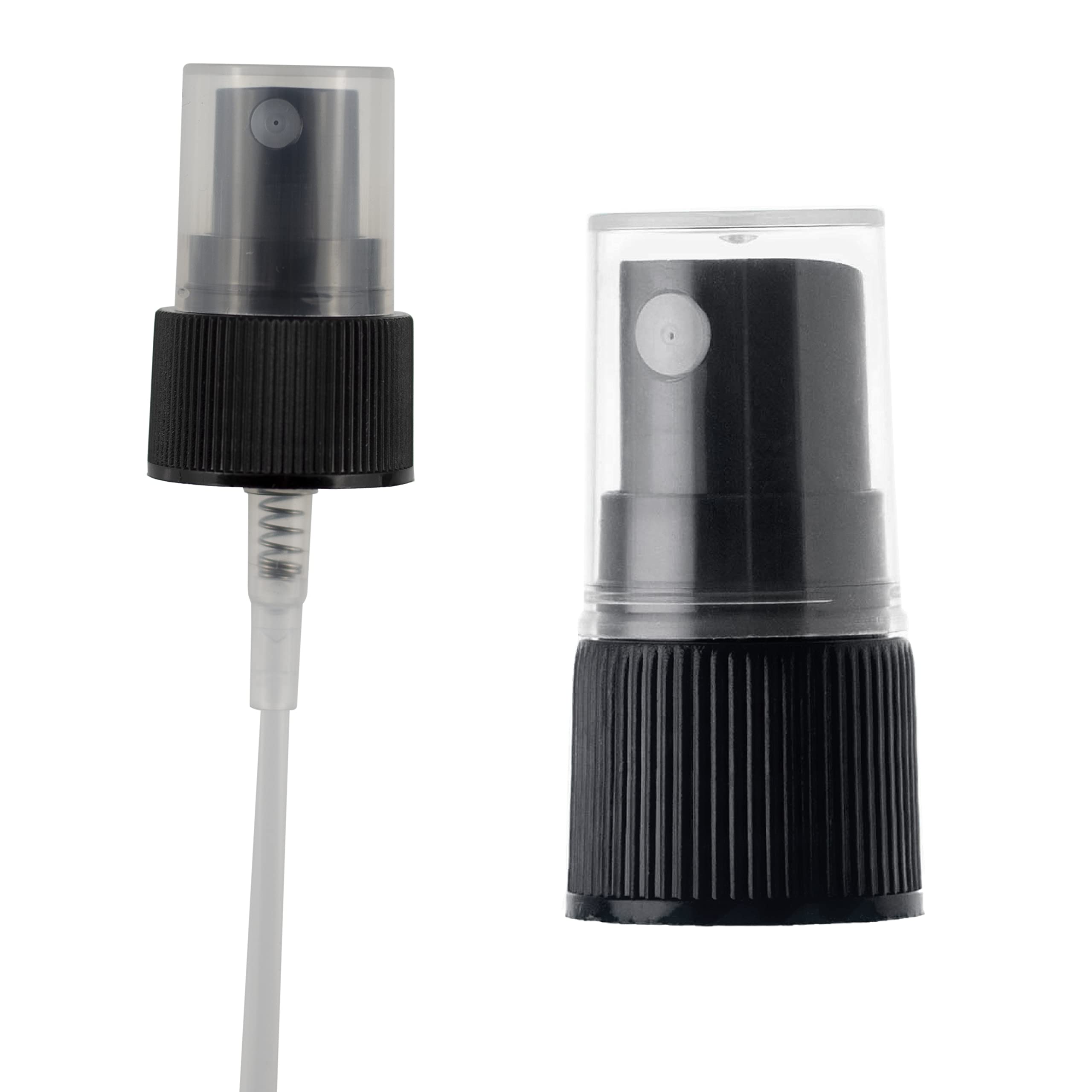 uh*Roh*Muh 20-410 Mist Sprayer (Pack of 50) - Black Ribbed Neck Spray Bottle for Hair Care, Skincare & Cleaning Solutions - Includes Clear Plastic Overcap for Safe Storage - Ideal for Salons, Home Cleaning & Travel Use