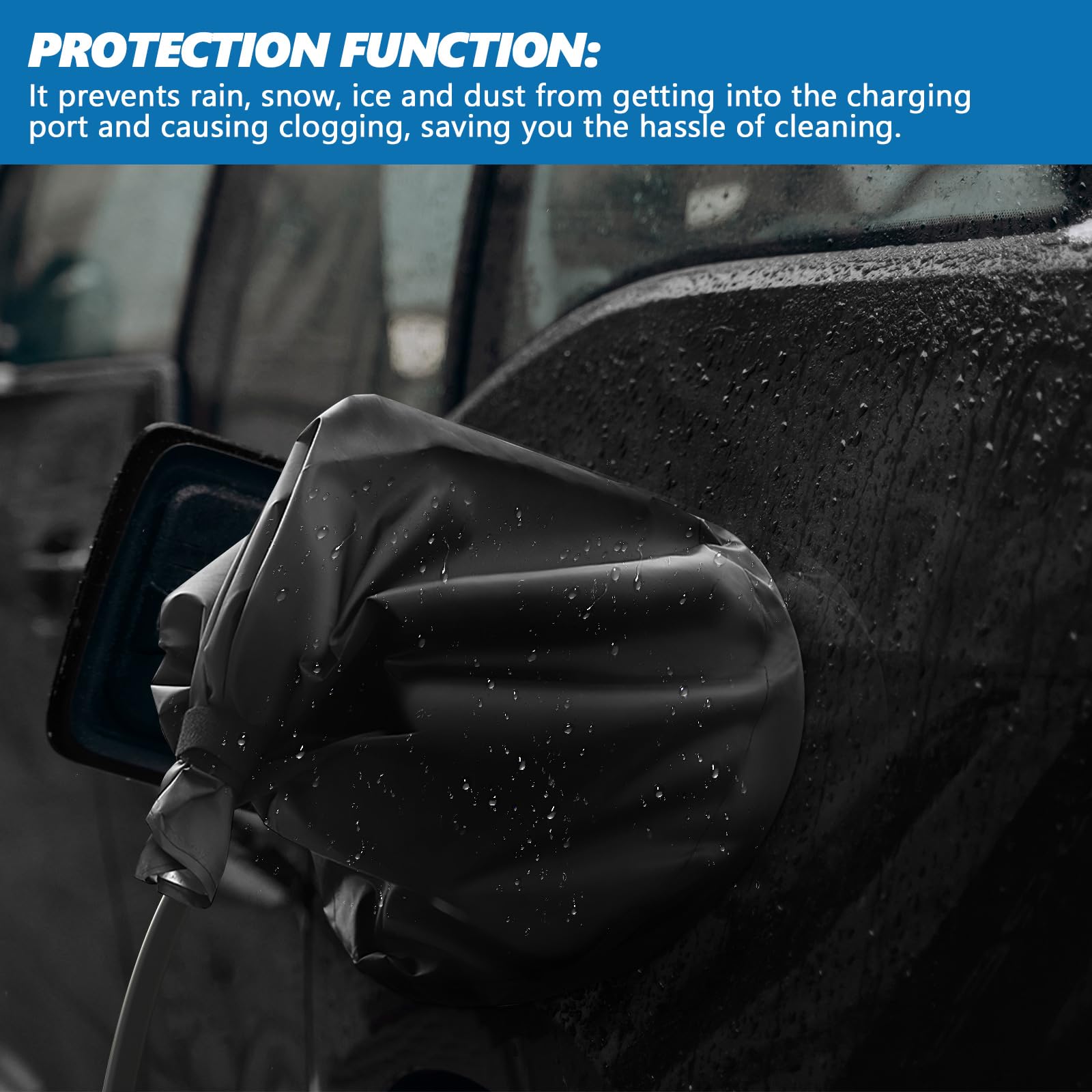 Waterproof EV Charger Plug Cover - Outdoor Electric Car Charging Port Protector for Rain, Sun, UV & Snow | All-Weather Magnetic Adhesion Charging Port Cover for Tesla & Other EVs (Black) - Perfect for Home, Garage & Public Charging Stations