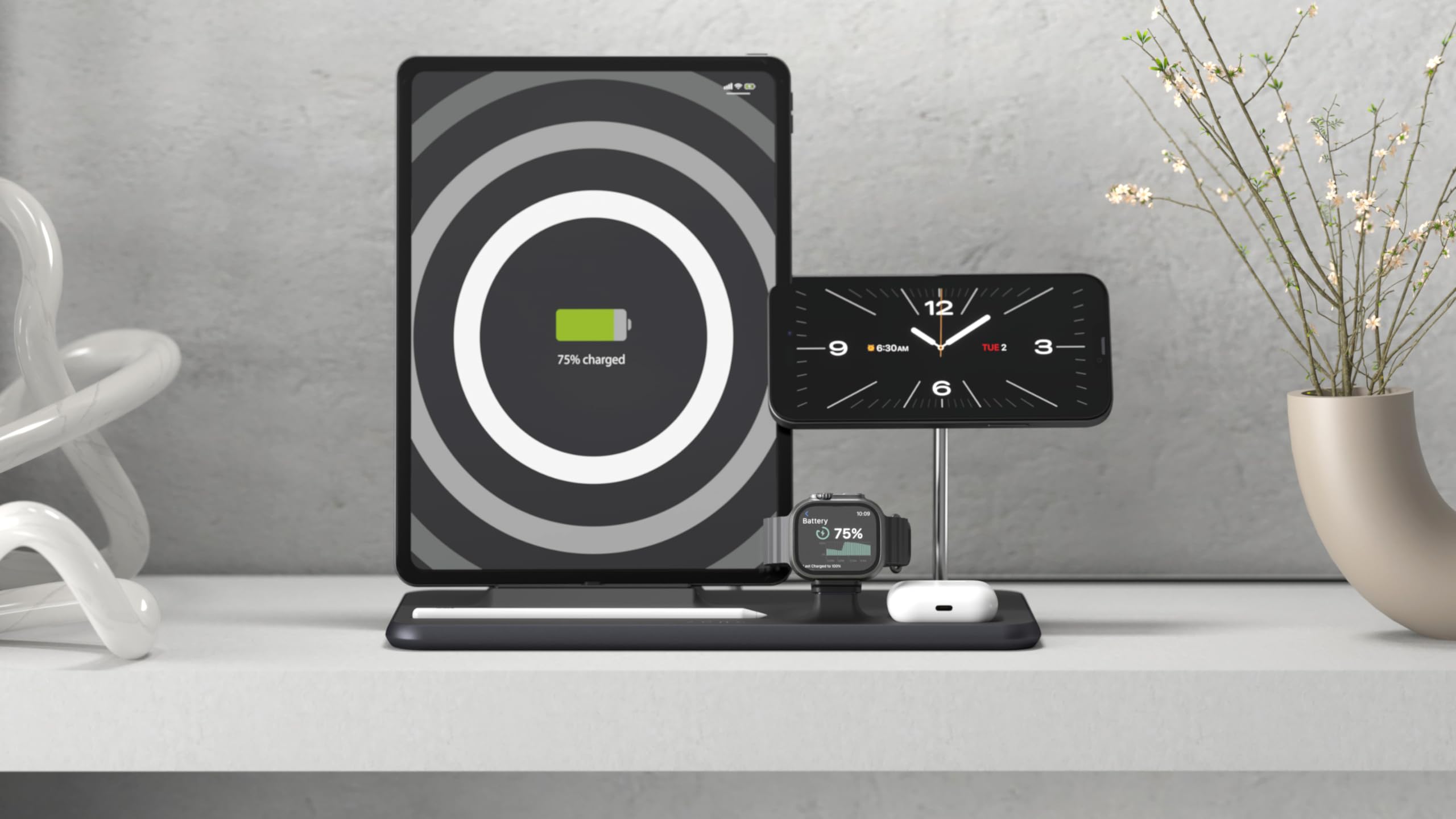 ZENS 4-in-1 MagSafe Wireless Charging Station for iPad & iPhone 16/15/14/13/12 | Fast Qi & MFi Certified Charger for AirPods & Apple Watch | Includes Power Adapter | Perfect for Home Office & Nightstand Charging