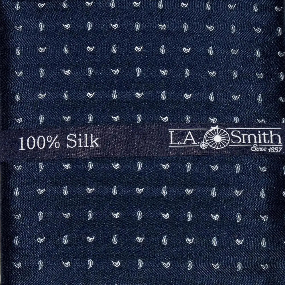 L.A. Smith Blue Mini Paisley Silk Hank - Elegant Silk Scarf for Women, Perfect for Weddings, Parties & Special Occasions