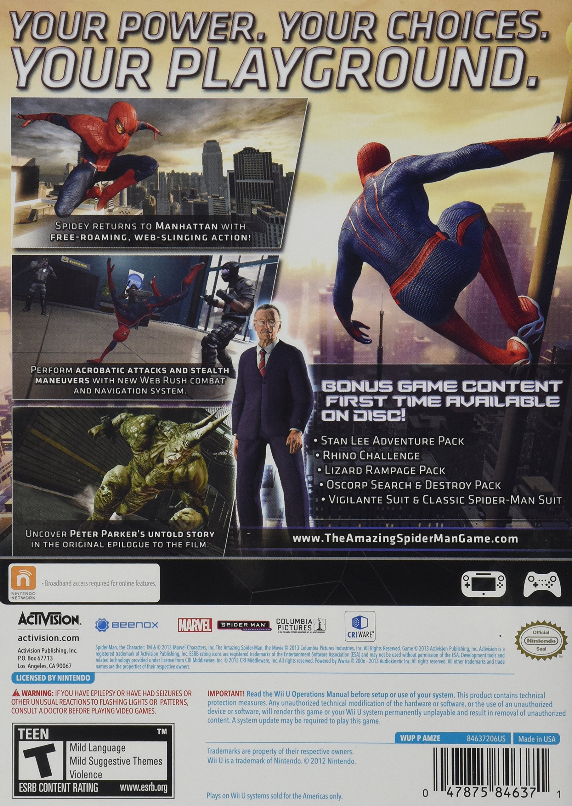 Amazing Spider-Man Game for Nintendo Wii U - Action-Adventure Superhero Game for Kids & Adults - Perfect for Family Game Nights & Superhero Fans