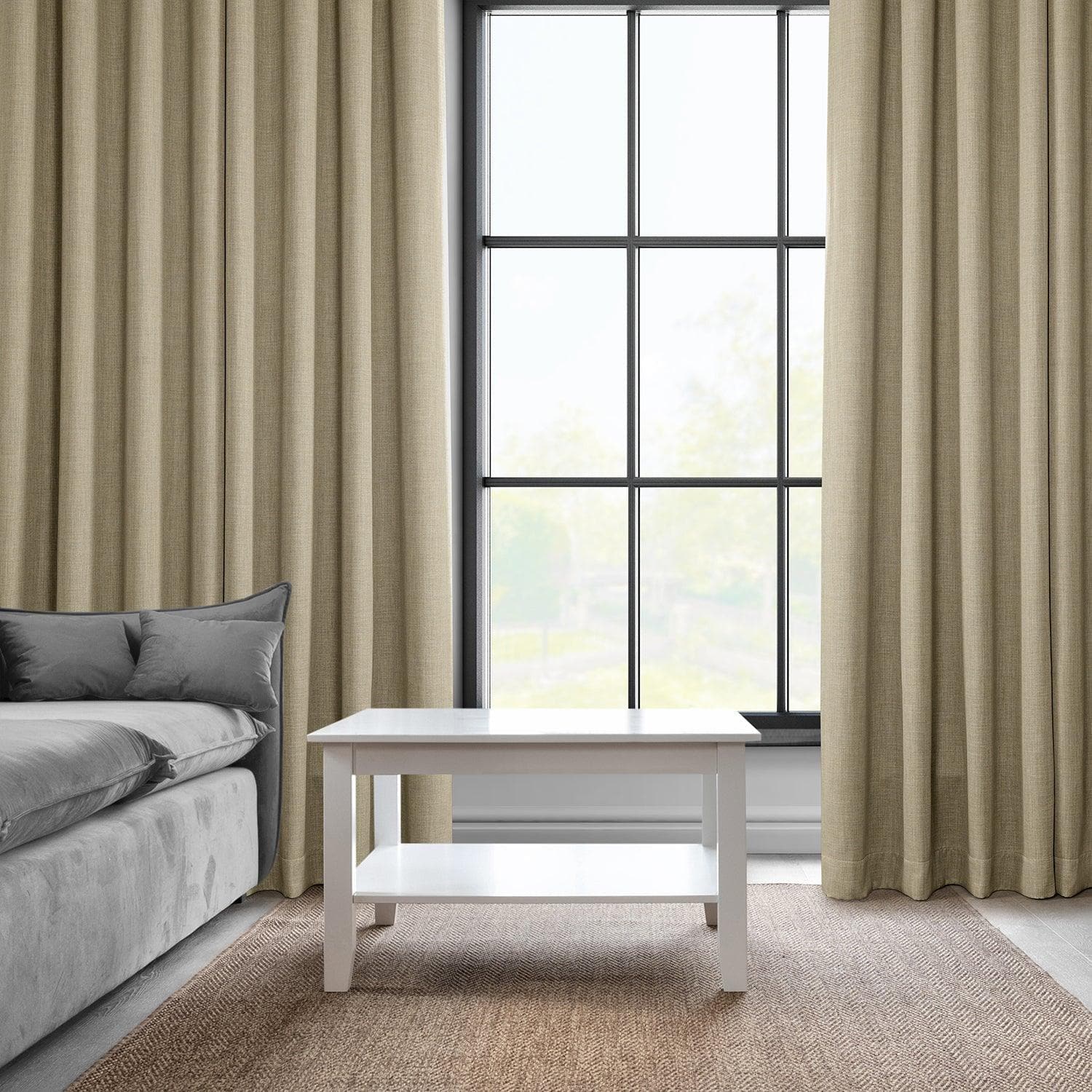 Thatched Tan Grommet Textured Faux Linen Blackout Curtains for Bedroom & Living Room - Thermal Insulated Window Drapes for Home Decor