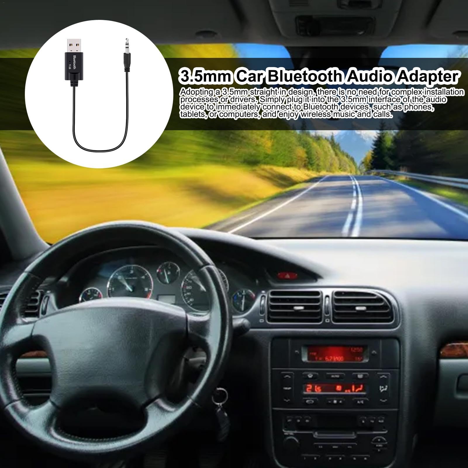 USB C to 3.5mm Audio Adapter with Bluetooth 4.2 Receiver - Hi-Fi Stereo Aux Cable for Car, Music Streaming & Phone Calls | Compatible with iPhone, Android, Laptop, PC & Headphones (Home, Office, Car Use)