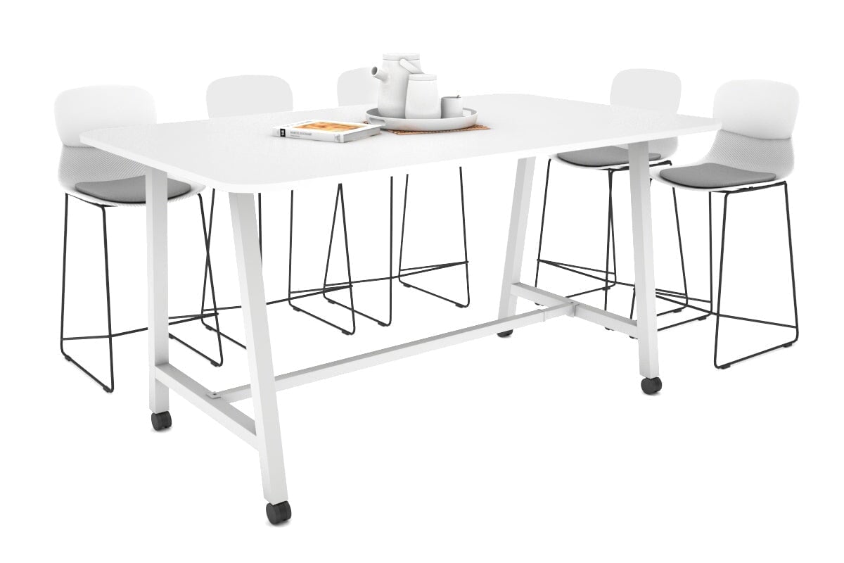 Quadro A Legs Counter Table with Rounded Corners - 1800L x 1100W Dining Table - Perfect for Kitchen Islands, Breakfast Nooks & Small Space Dining