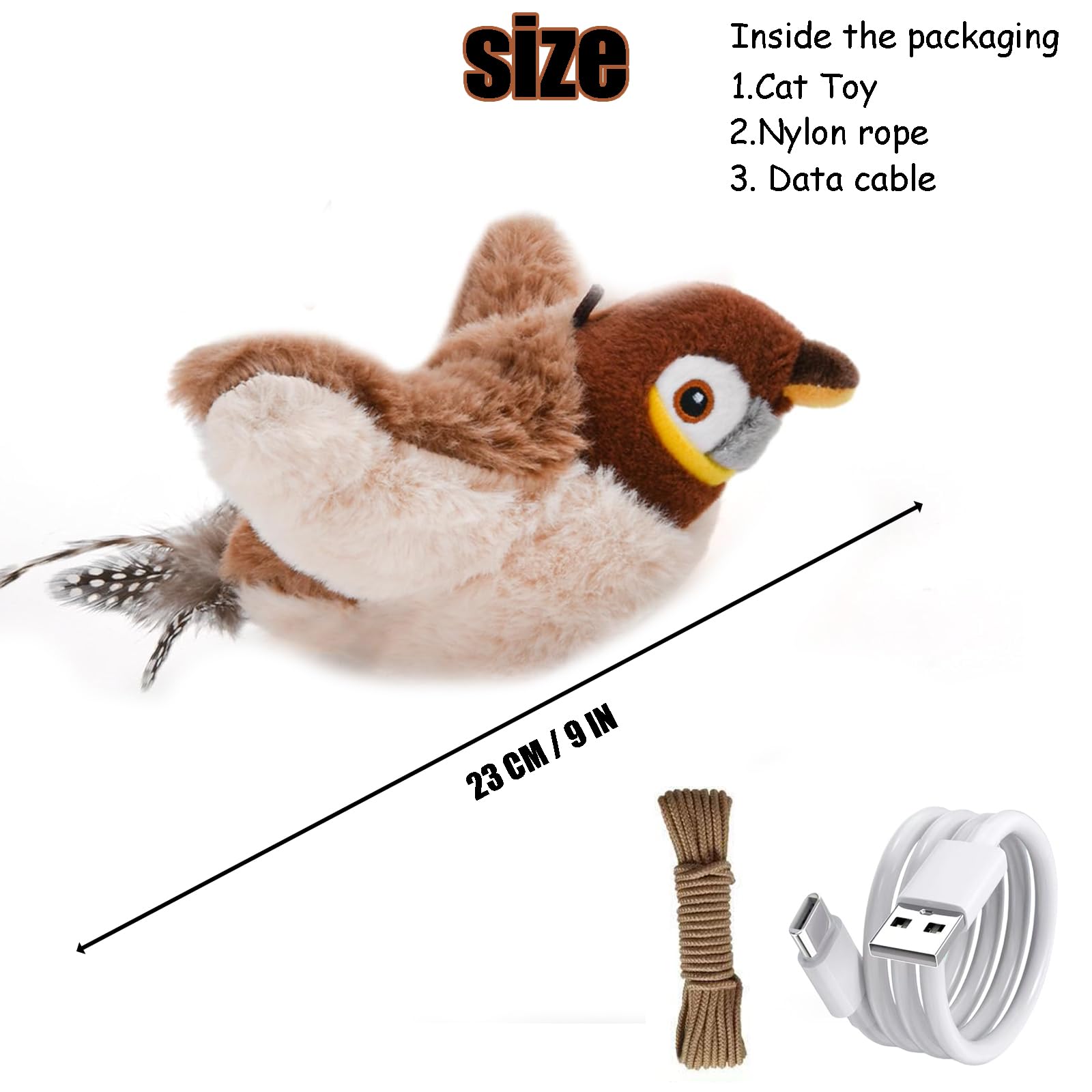 Interactive Flappy Chase Cat Toy with Flapping Wings & Chirping Sound - Electric Sparrow Simulation Bird for Playful Cats - Perfect for Indoor Play & Exercise (1PCS)