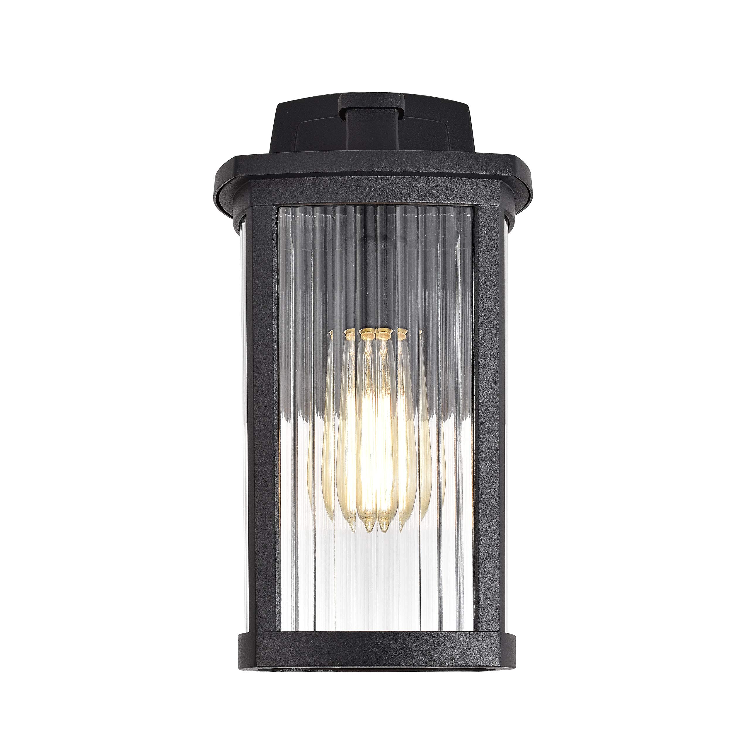 Chloe Lighting Evie Transitional 1-Light Textured Black Outdoor Wall Sconce - 14