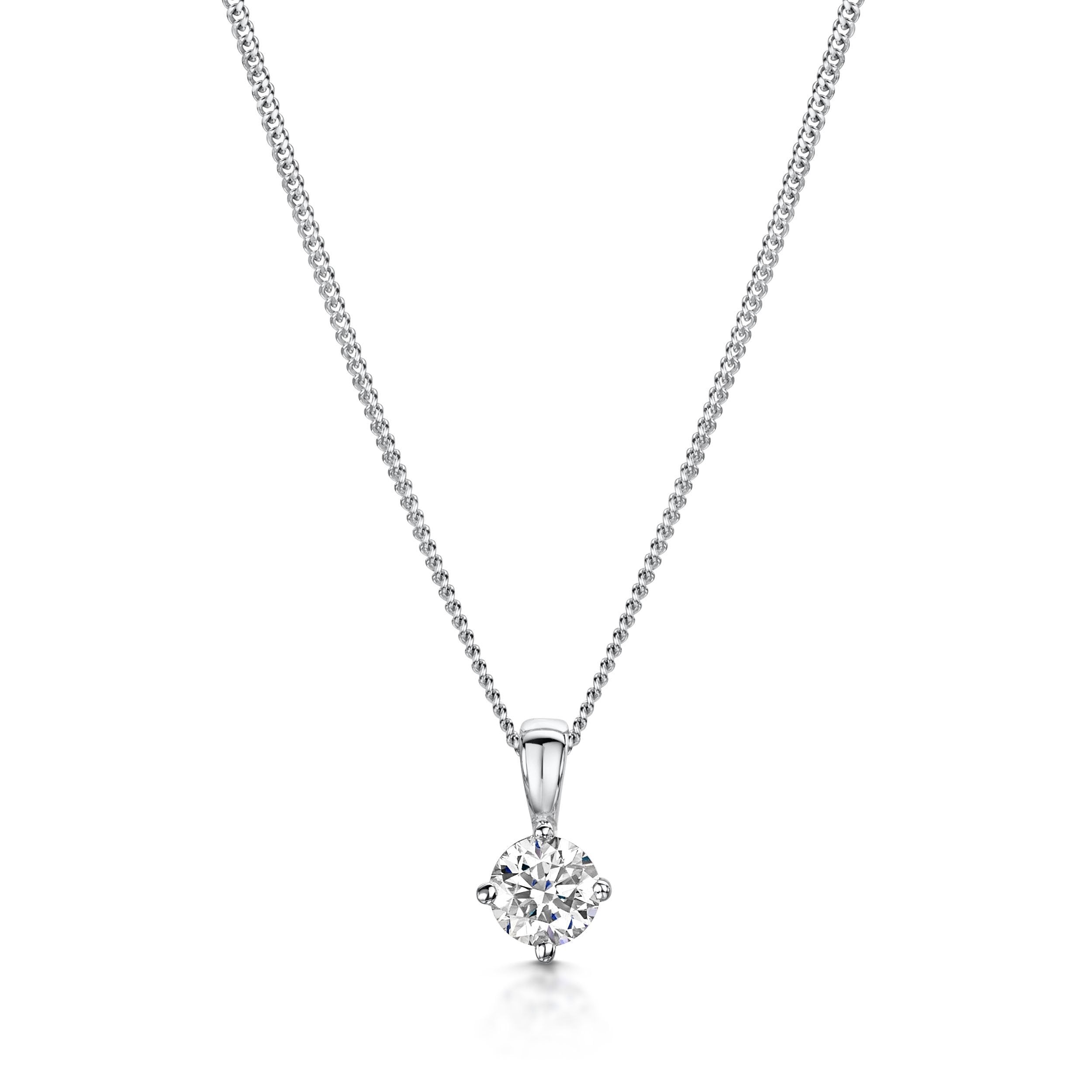 18K White Gold 0.50 Carat Brilliant Cut Diamond Solitaire Pendant Necklace for Women - Perfect for Anniversary Gifts & Special Occasions