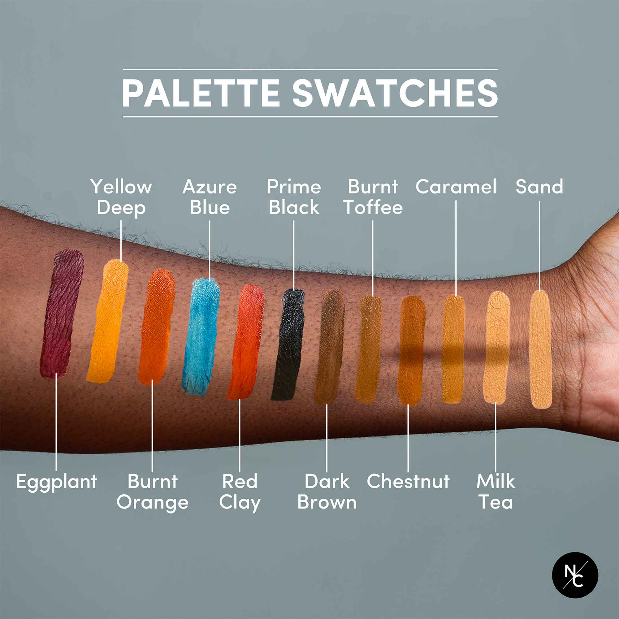 12 Color Dark Flesh Tone Alcohol Activated Palette - Professional Face & Body Paint for Halloween, Cosplay & Special Effects Makeup