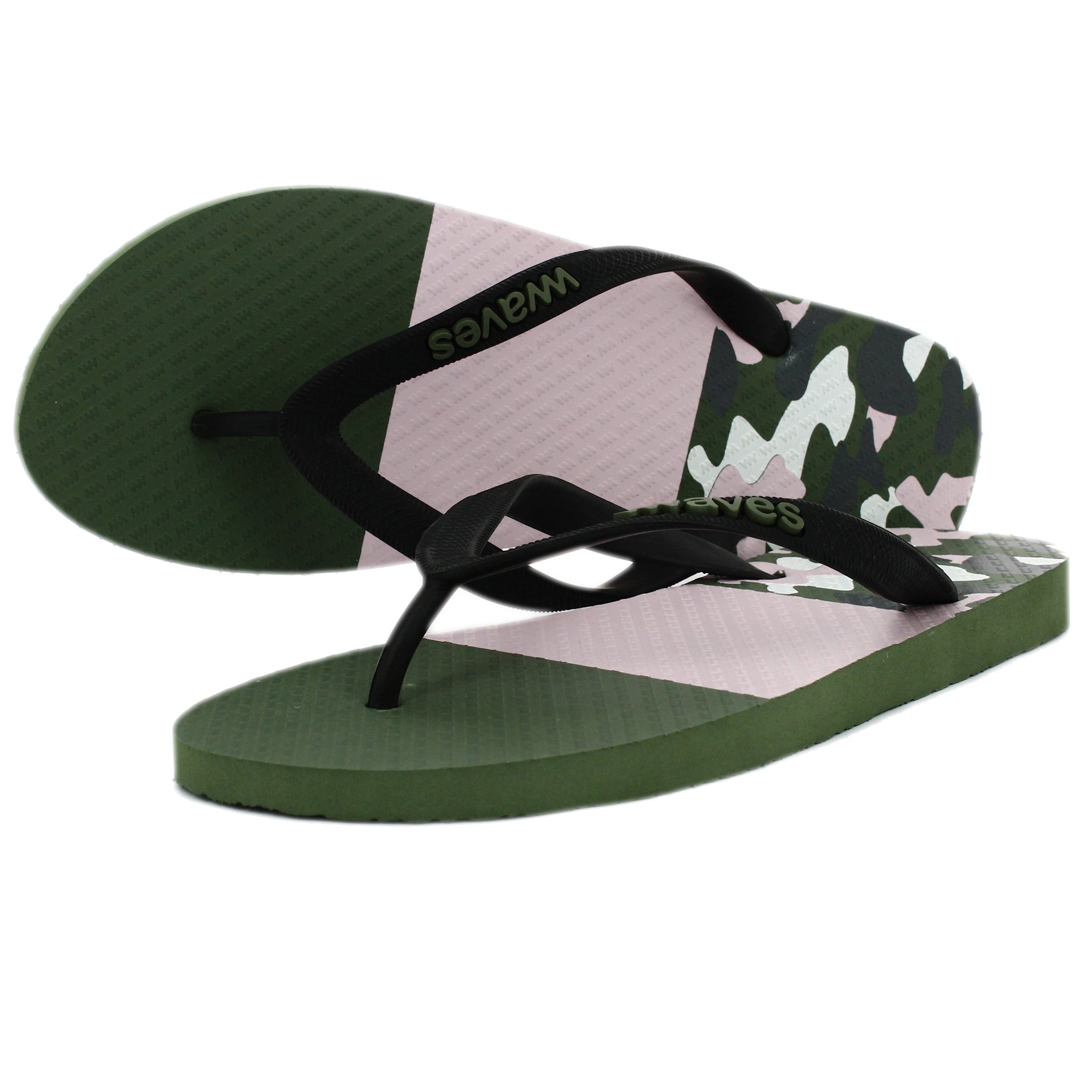 Waves Men's Tapered Rubber Flip Flops - Comfortable Beach Sandals for Summer, Pool, and Outdoor Activities
