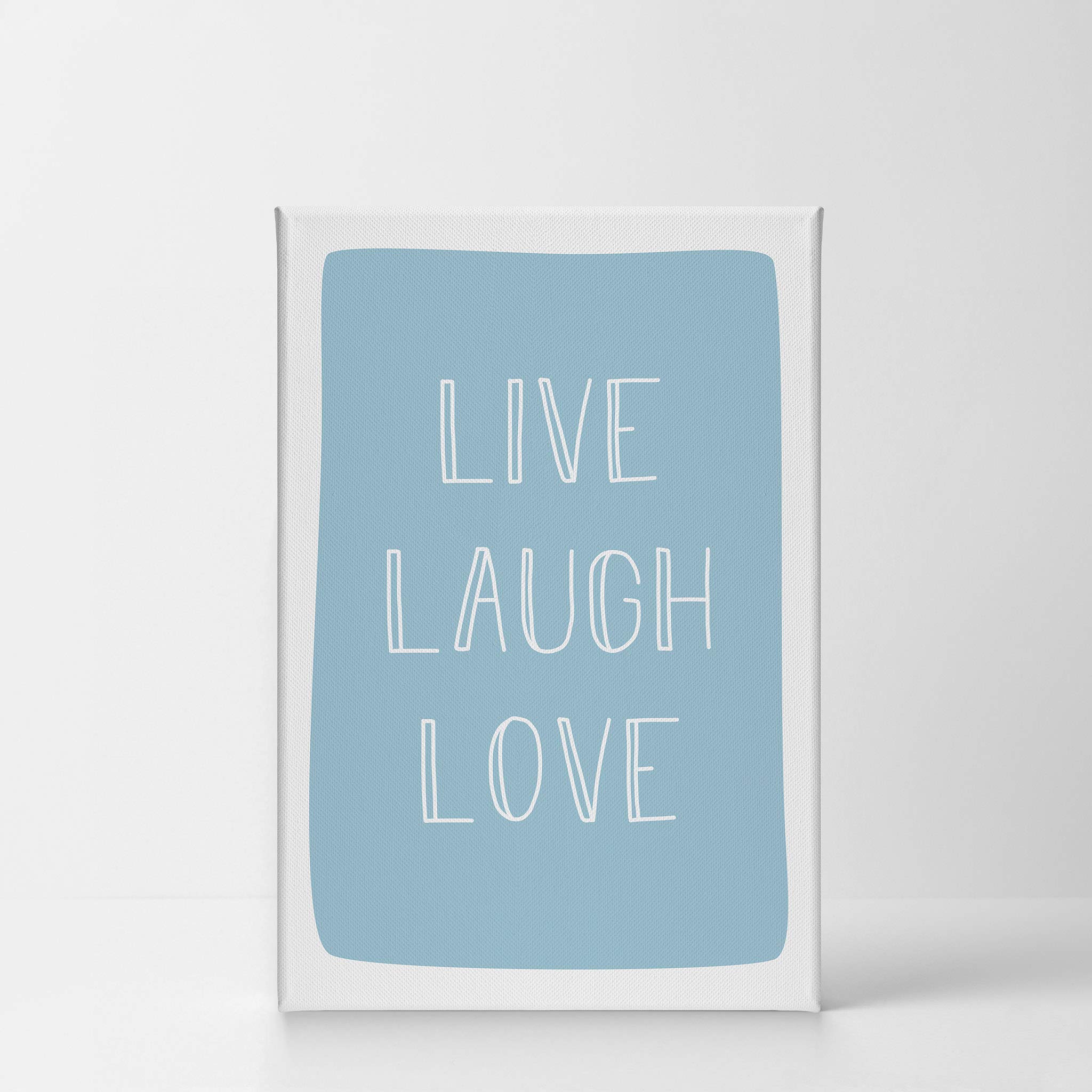 Live Laugh Love Blue Canvas Wall Art - 12x8 Inch Ready to Hang Nursery Decor, Kids Room Decor & Baby Room Decor - Handmade in USA | Perfect for Bedroom, Playroom & Nursery Wall Decoration