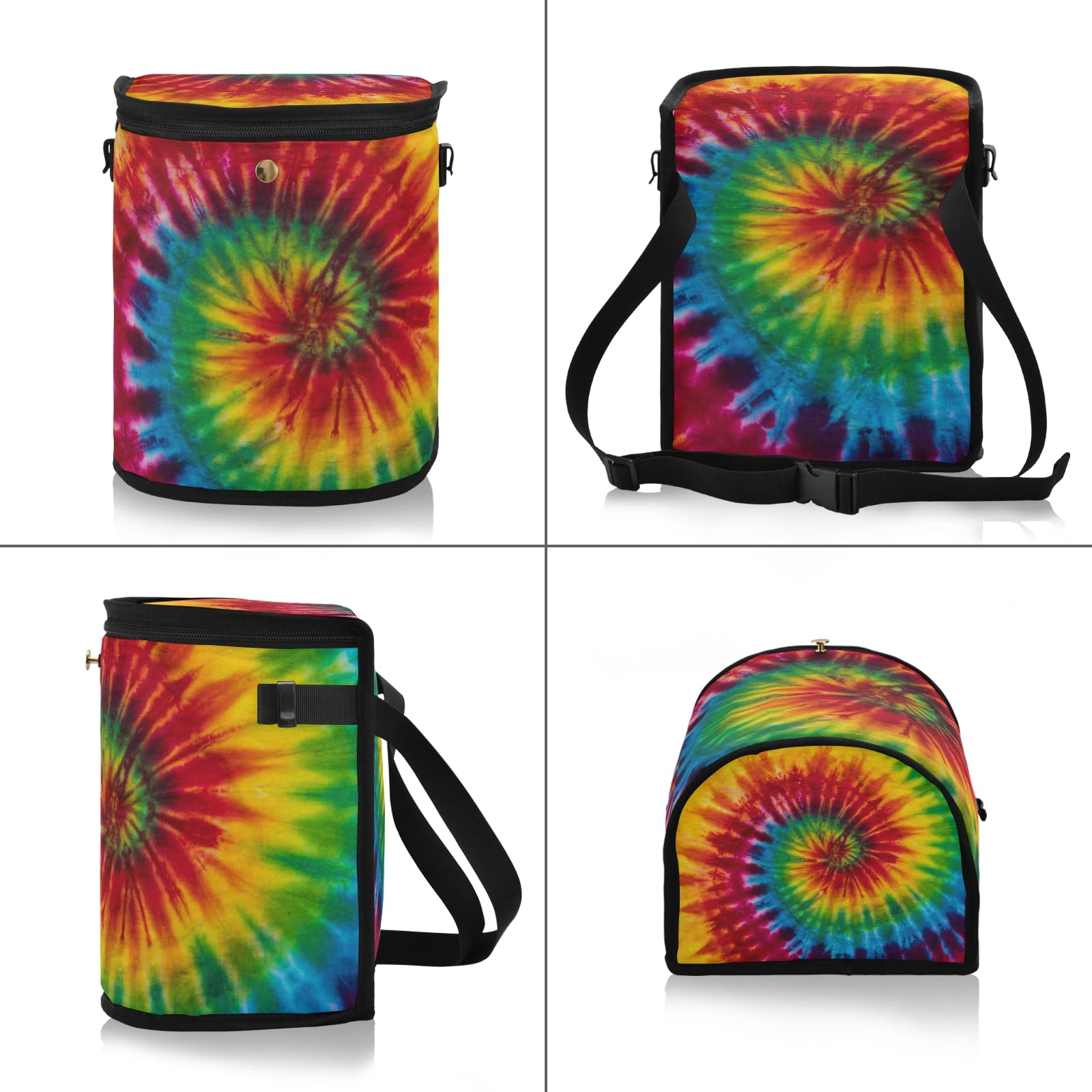 JUNZAN Tie Dye Swirl Car Trash Can - Leakproof Hanging Trash Bag with Lid for Minivan, Truck, Van & SUV - Cute Auto Garbage Bin for Women - Perfect for Road Trips, Commuting & Keeping Your Vehicle Clean