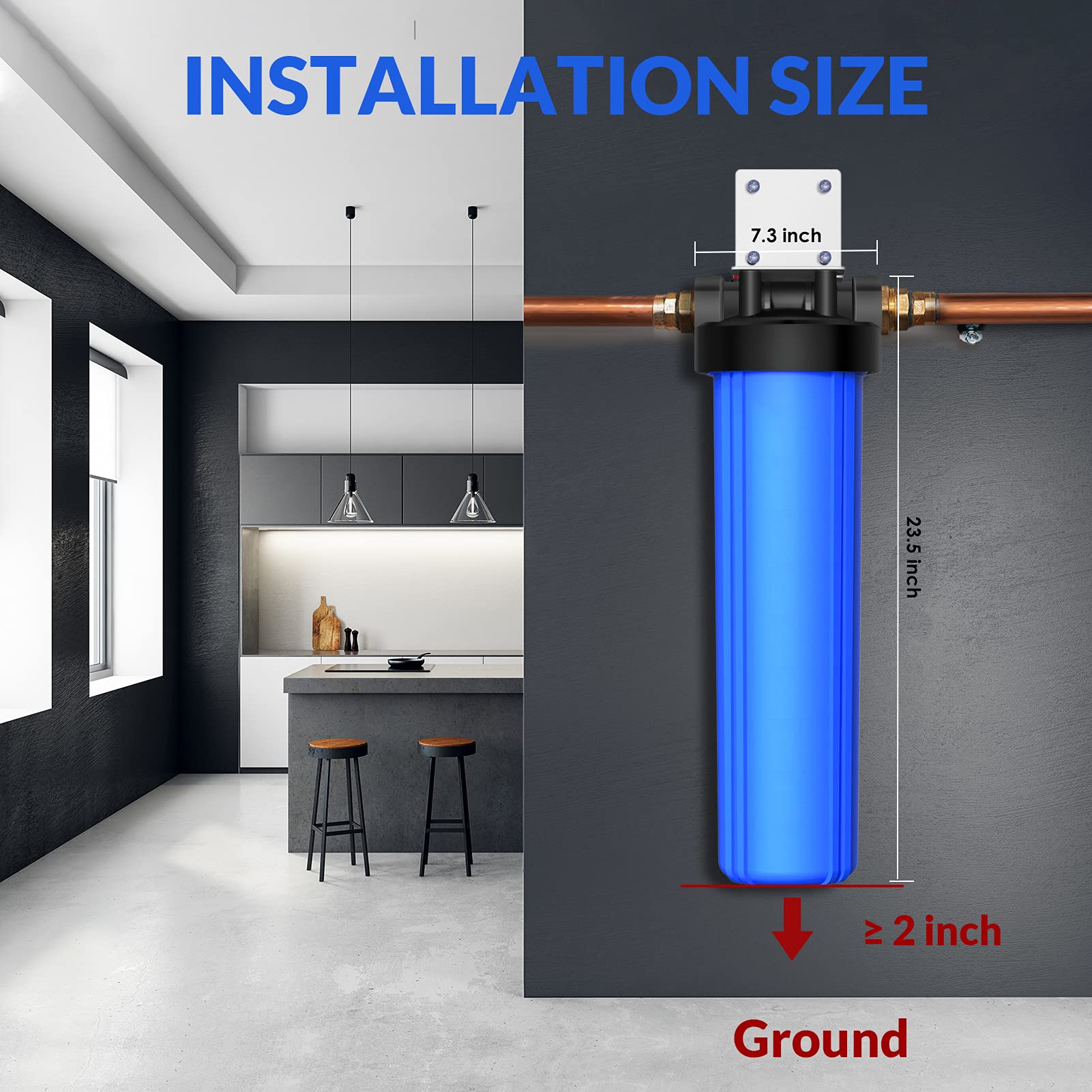 SimPure DB20P 20-Inch Whole House Water Filter System with Carbon Filters - 20