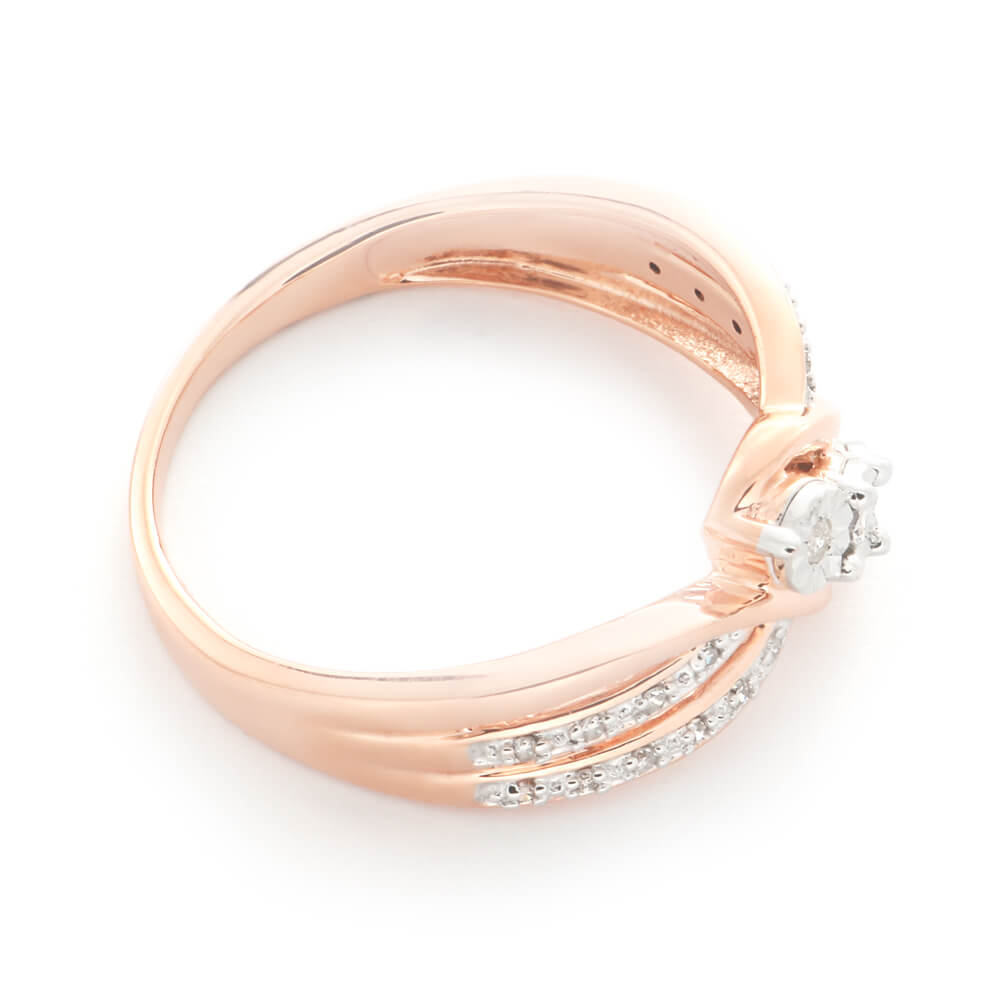 9ct Rose Gold Ring with 23 Brilliant Cut Diamonds - Elegant Diamond Engagement Ring for Women, Perfect for Wedding, Anniversary & Special Occasions